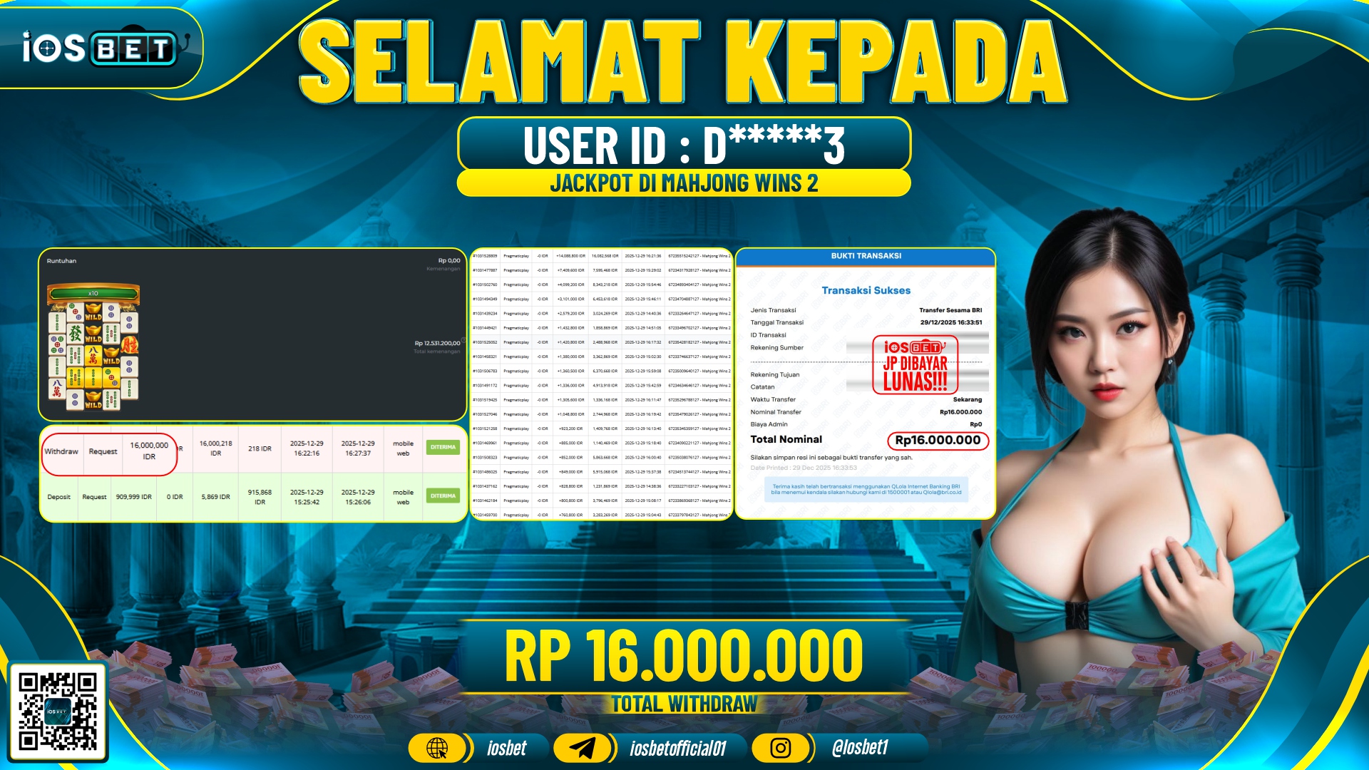 Bukti Pembayaran LUNAS SLOT GAME GACOR Rp.16.000.000,-