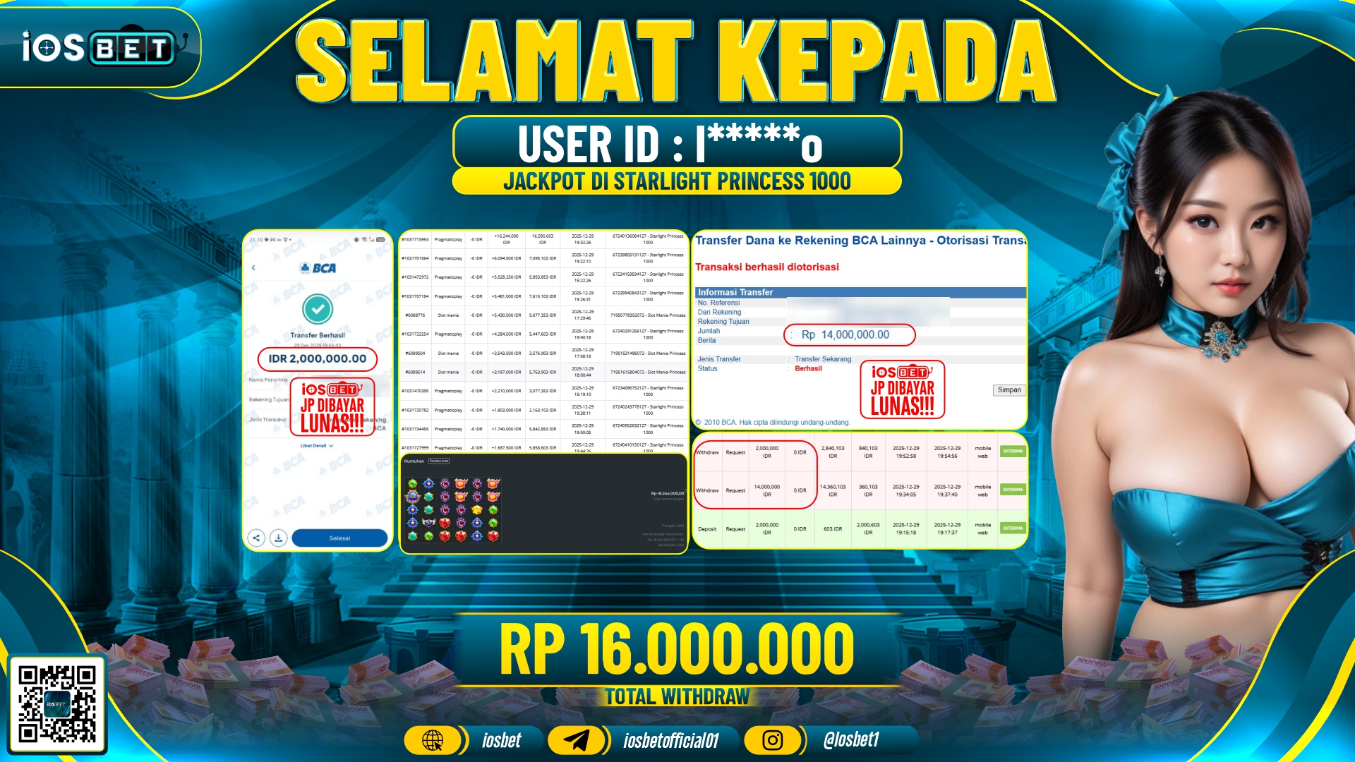 Bukti Pembayaran LUNAS SLOT GAME GACOR Rp.16.000.000,-