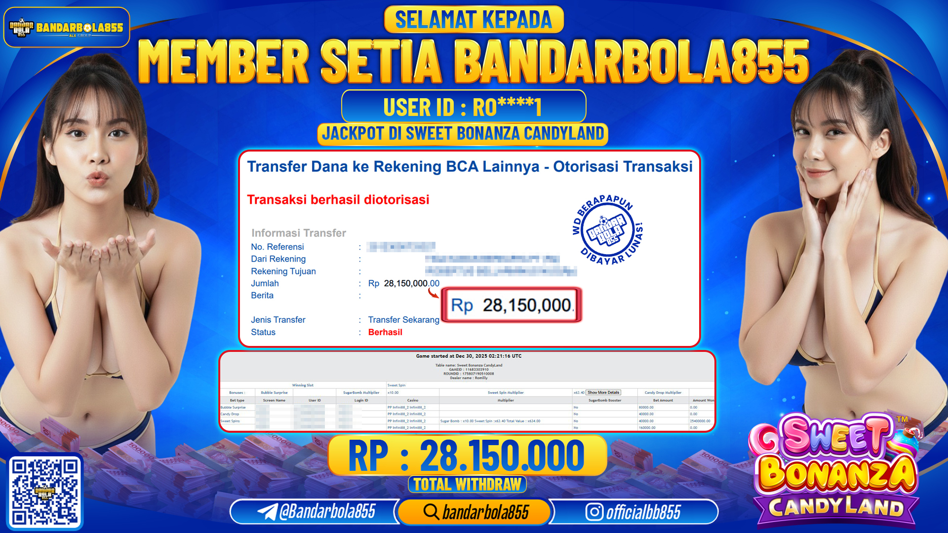 🎖 JACKPOT BANDARBOLA855 di SWEET BONANZA CANDYLAND Rp28.150.000 🎖
