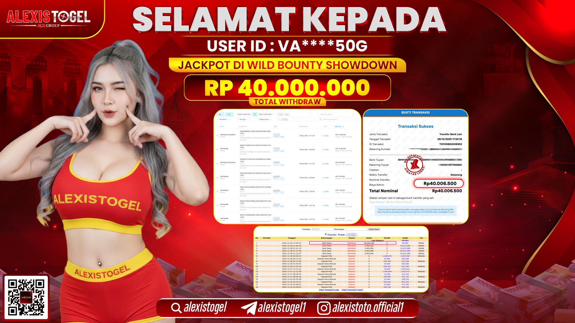 ALEXISTOGEL di SLOT WILD BOUNTY SHOWDOWN RP.40.000.000,- LUNAS