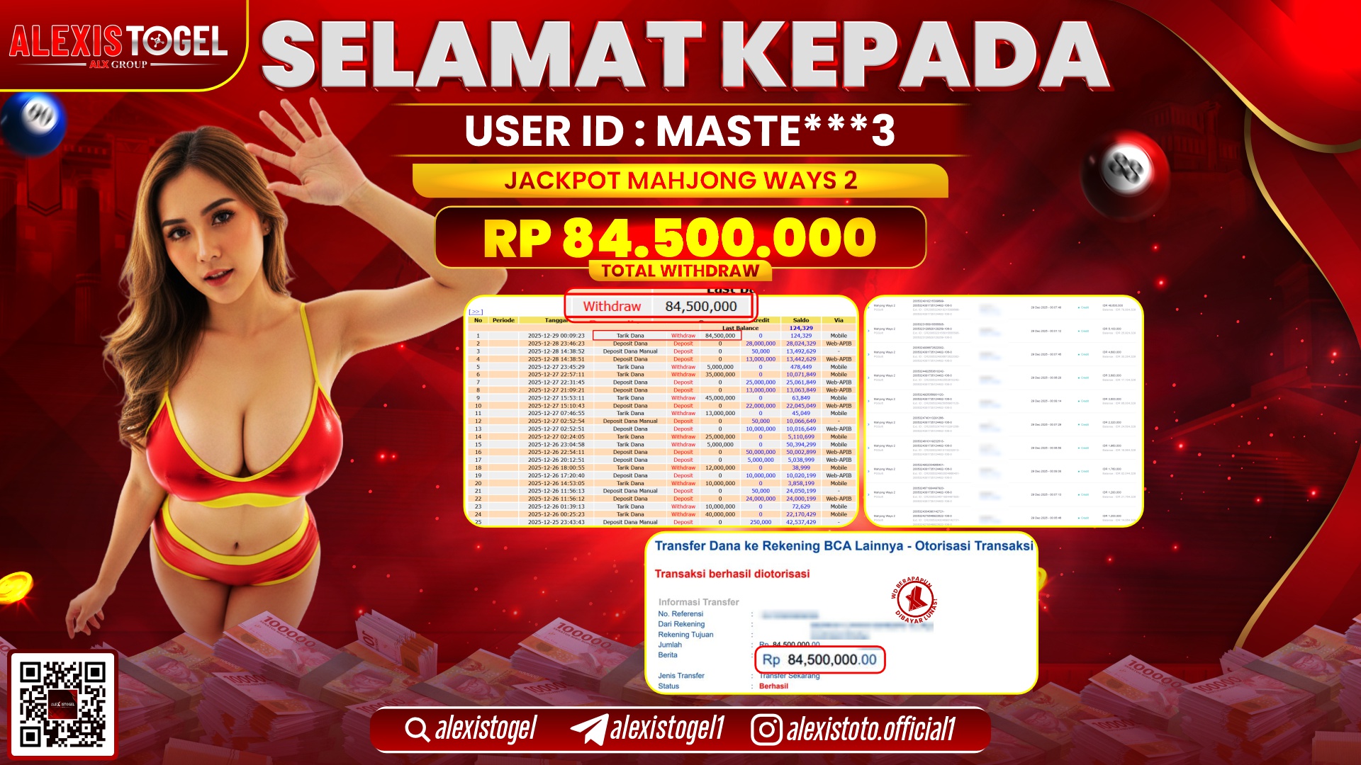 ALEXISTOGEL di SLOT MAHJONG WAYS 2 RP.84.500.000,- LUNAS