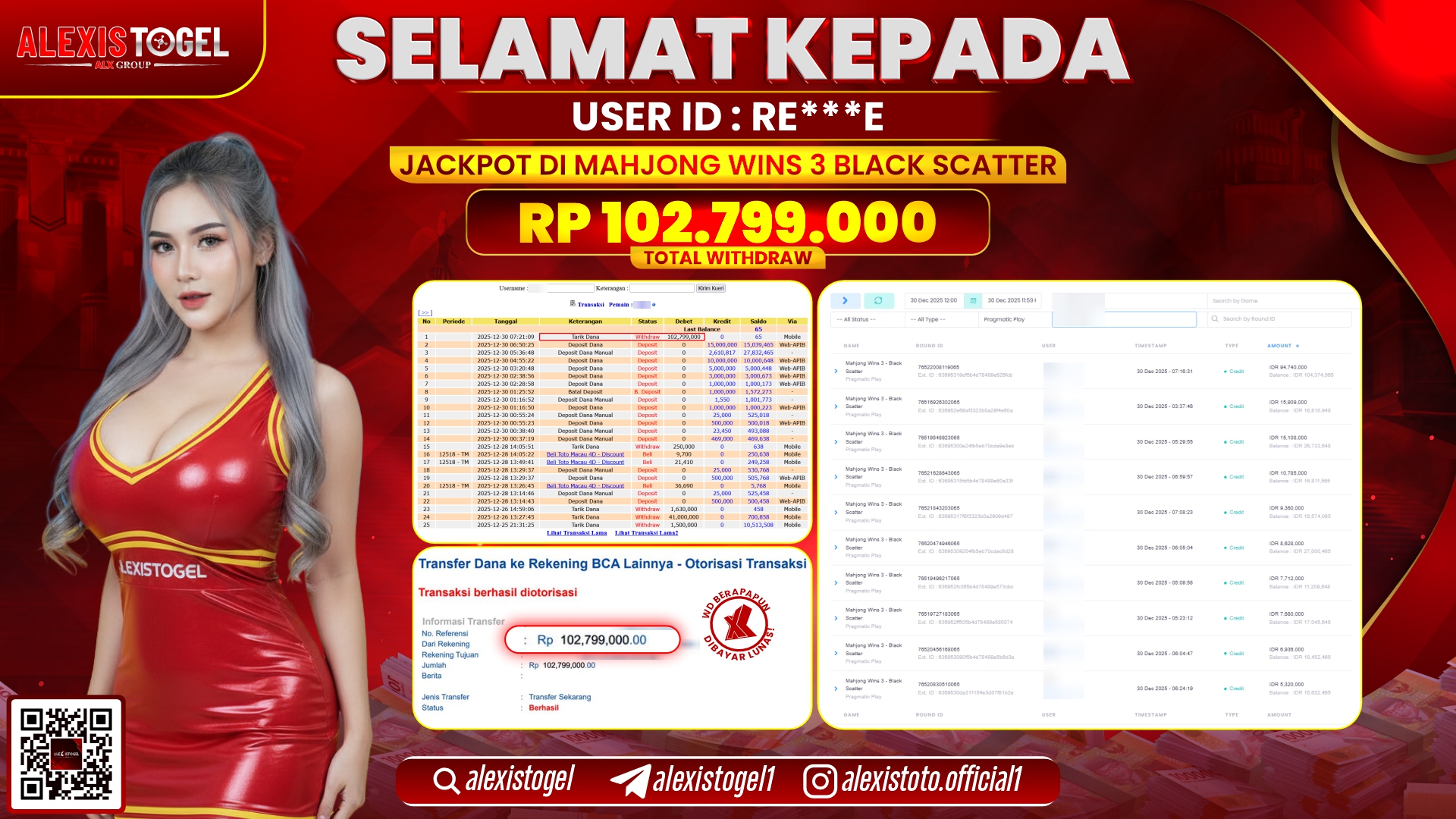 ALEXISTOGEL di SLOT MAHJONG WINS 3 BLACK SCATTER RP.102.799.000,- LUNAS
