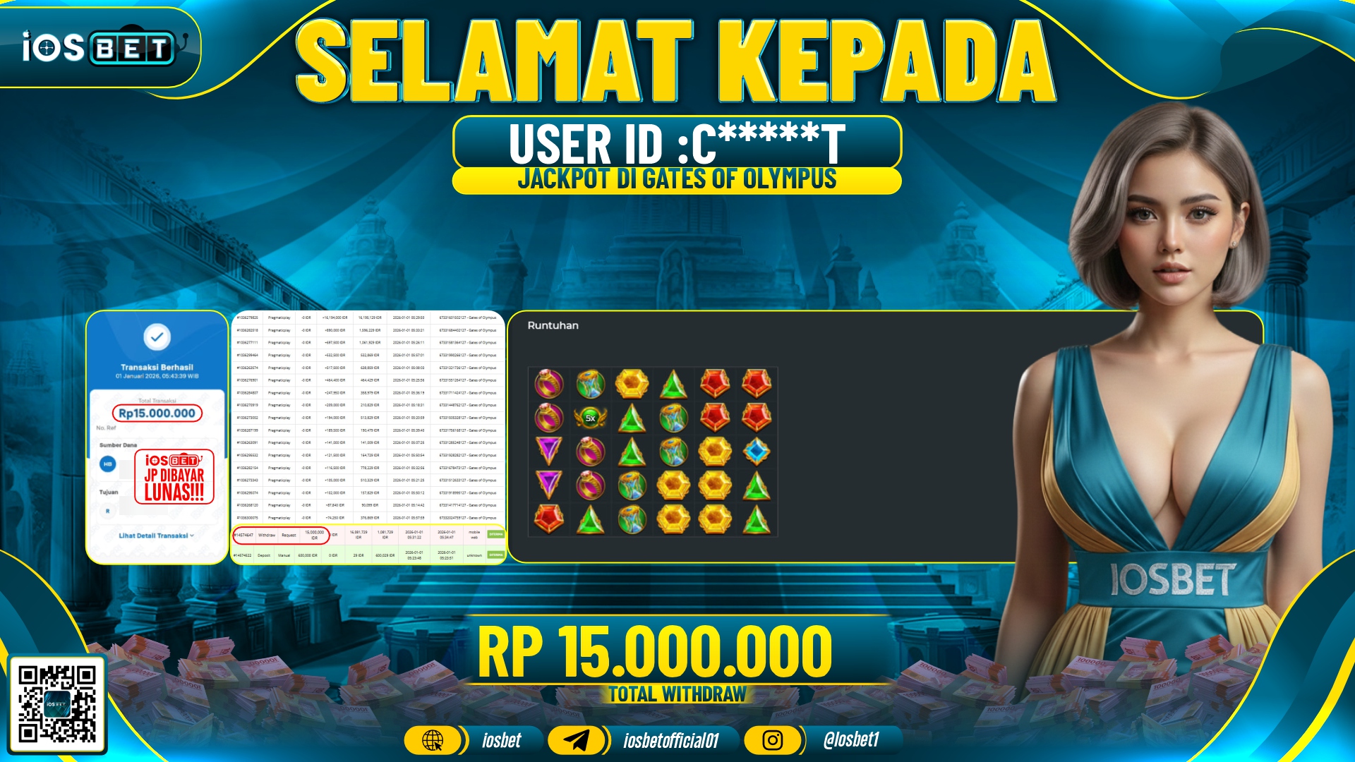 Bukti Pembayaran LUNAS SLOT GAME GACOR Rp.15.000.000,-