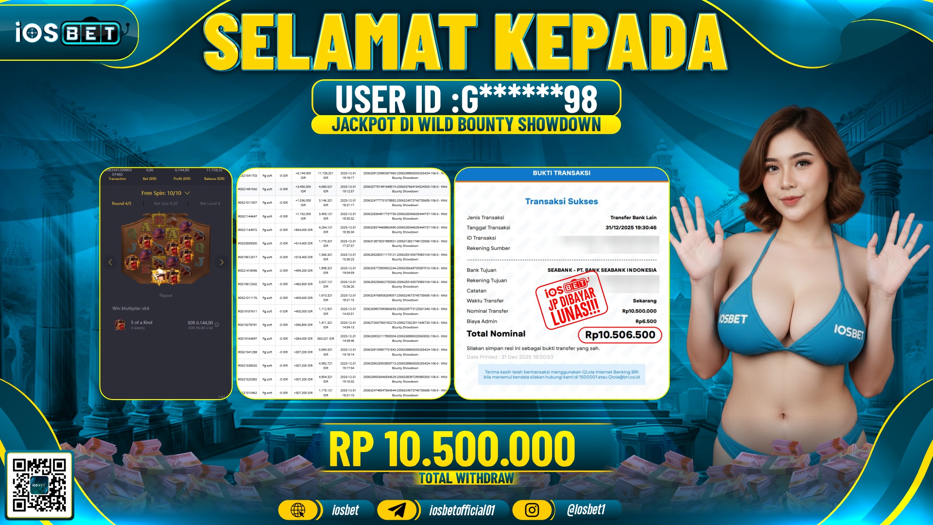 Bukti Pembayaran LUNAS SLOT GAME GACOR Rp.10.500.000,-