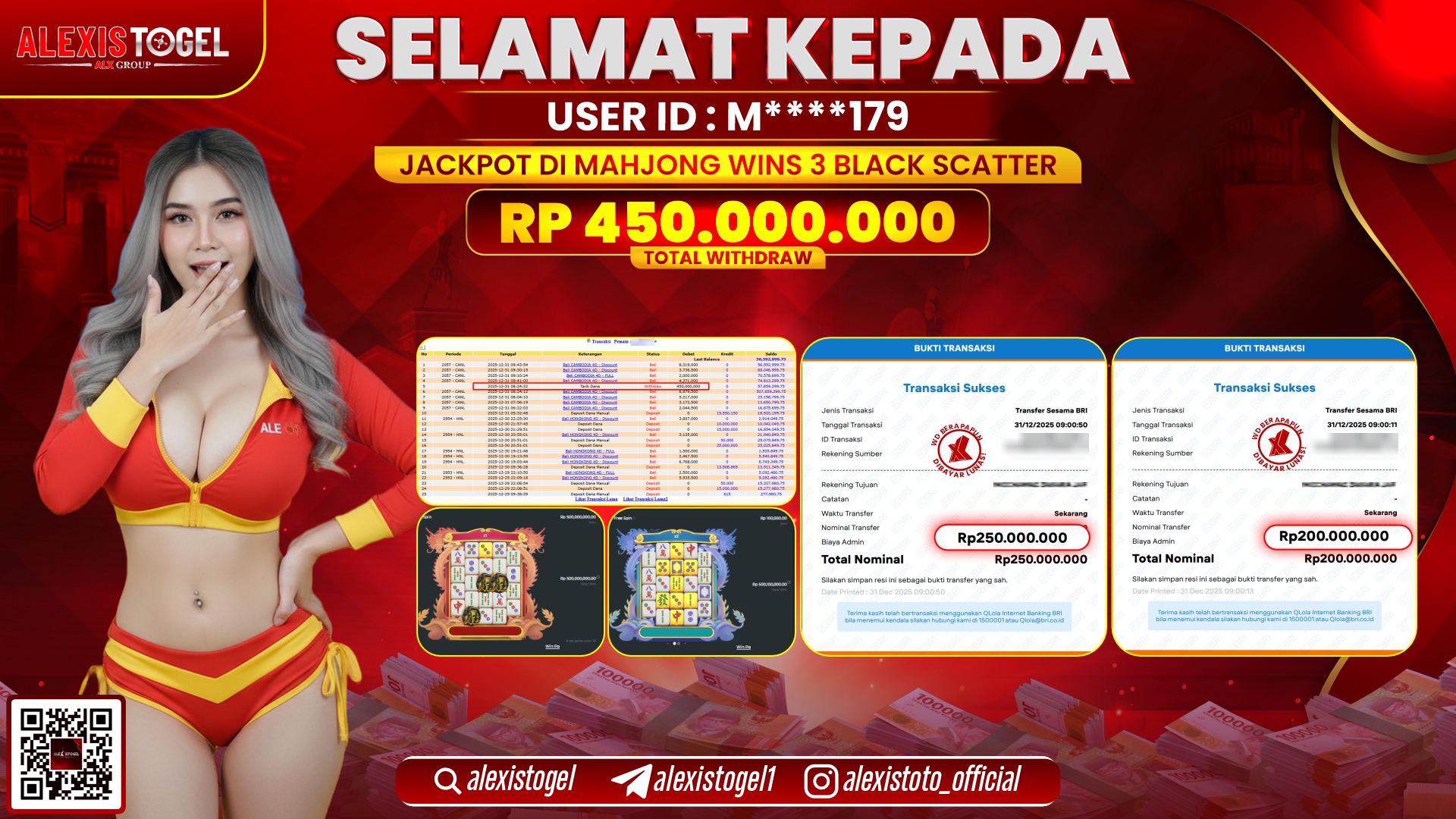 ALEXISTOGEL di SLOT MAHJONG WINS 3 BLACK SCATTER RP.450.000.000,- LUNAS
