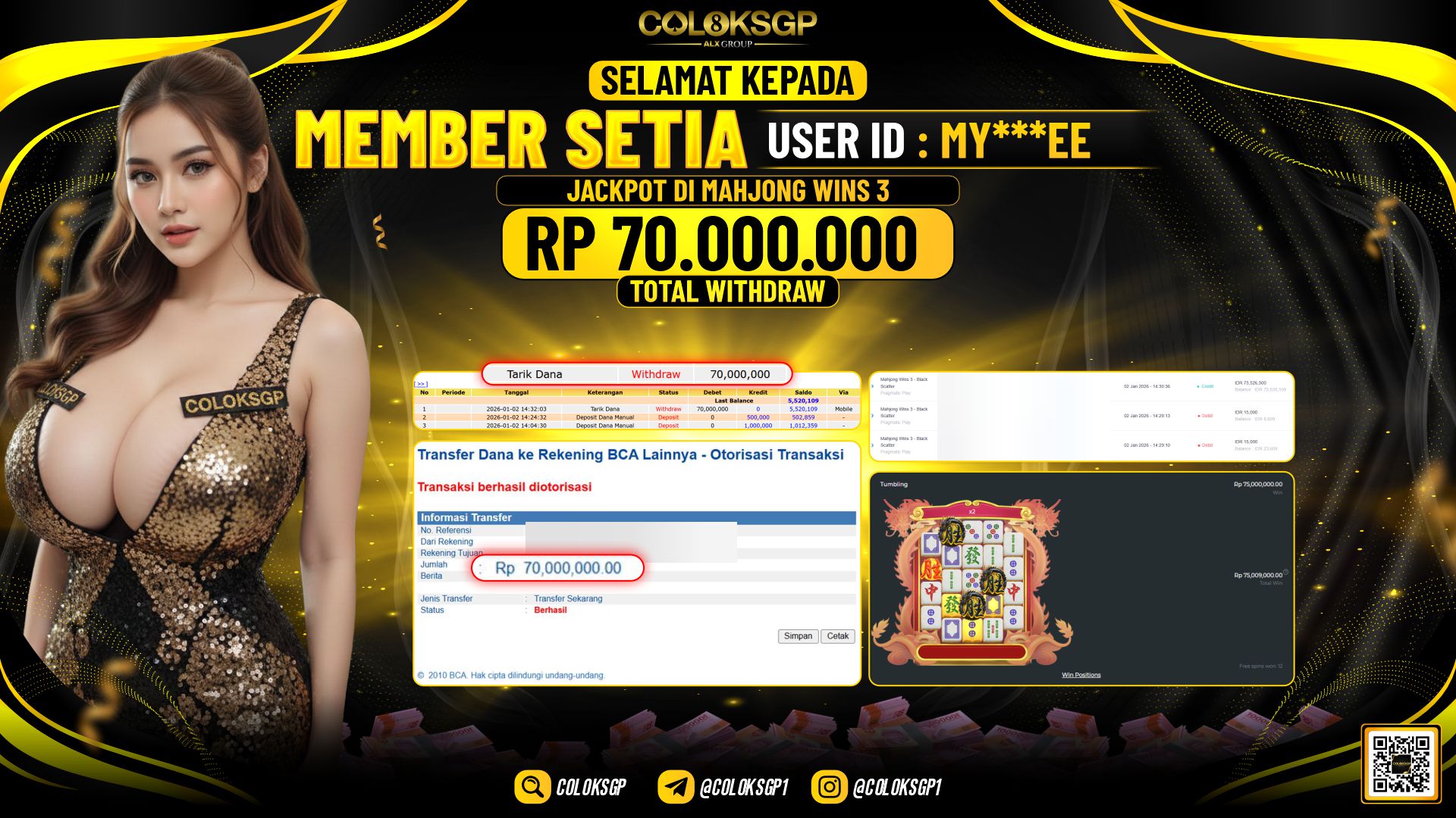 COLOKSGP JACKPOT MAHJONG WINS 3 - BLACK SCATTER  SLOT PP