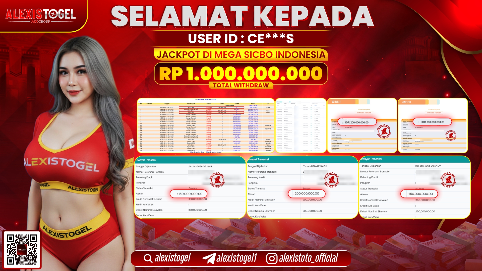 ALEXISTOGEL di MEGA SICBO INDONESIA RP.1.000.000.000,- LUNAS