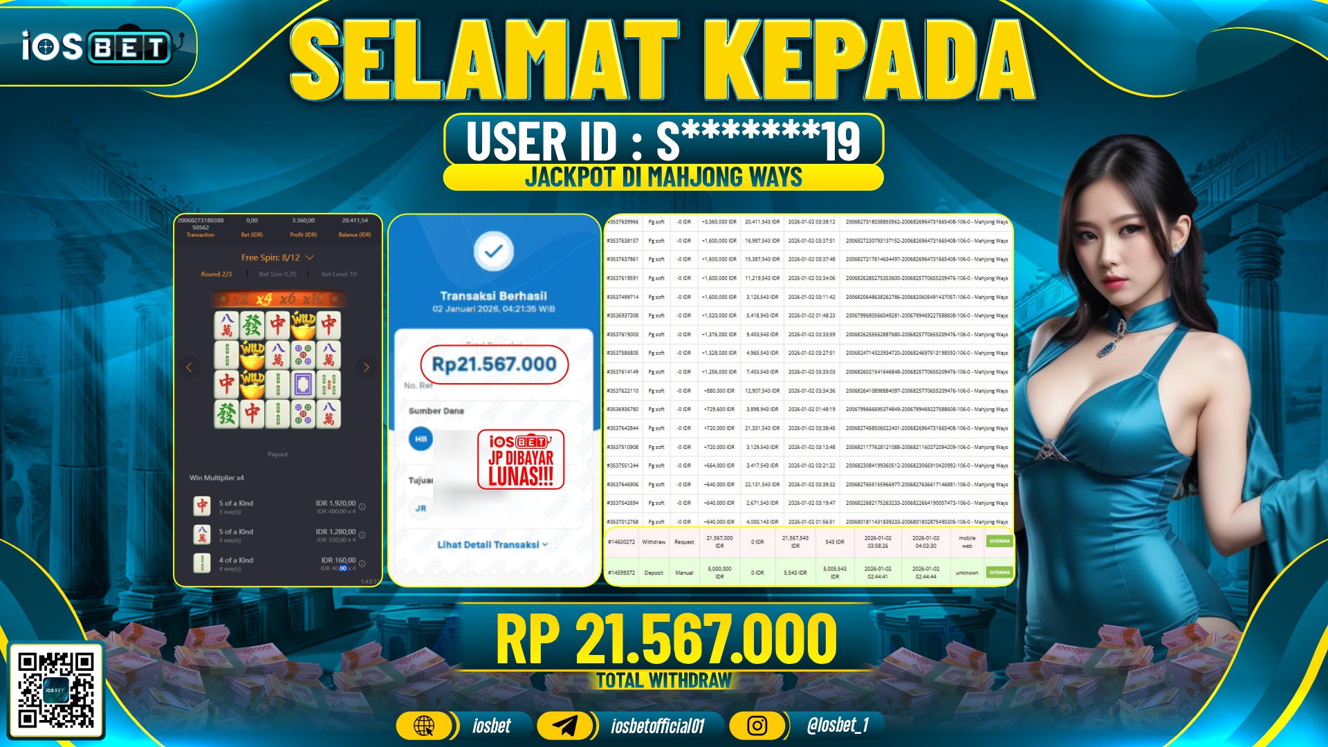 Bukti Pembayaran LUNAS SLOT GAME GACOR Rp.21.567.000,-