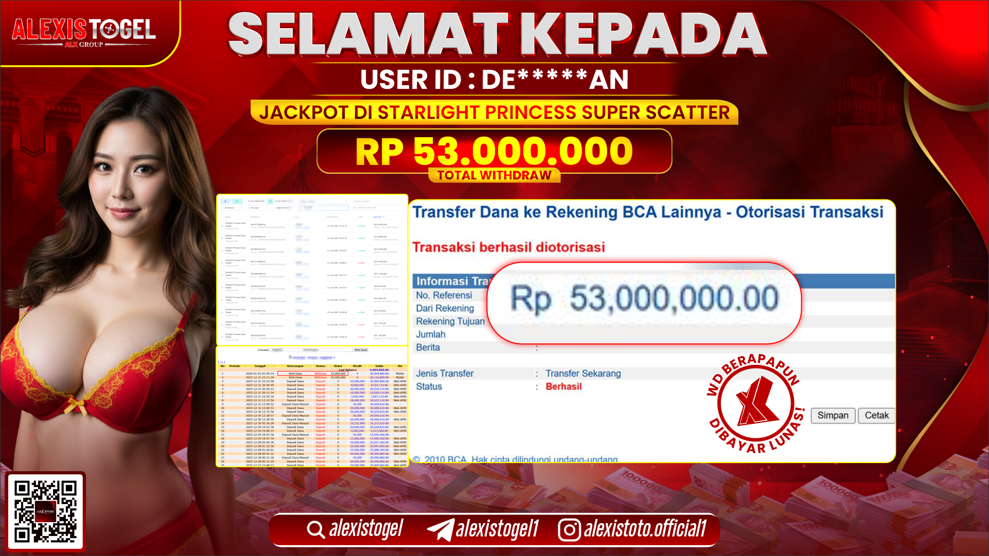 ALEXISTOGEL di SLOT STARLIGHT PRINCESS SUPER SCATTER RP.53.000.000,- LUNAS