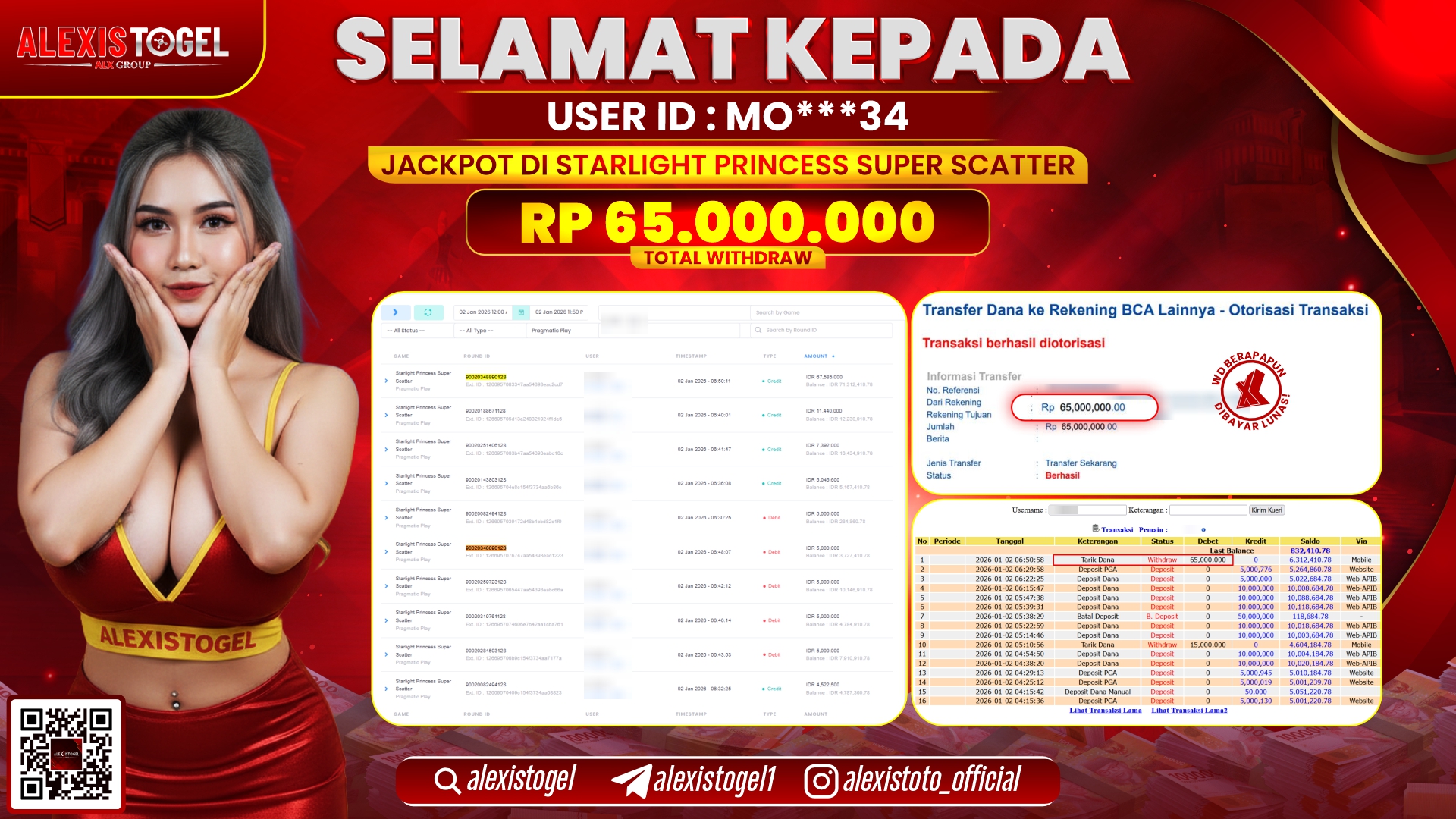 ALEXISTOGEL di SLOT STARLIGHT PRINCESS SUPER SCATTER RP.65.000.000,- LUNAS