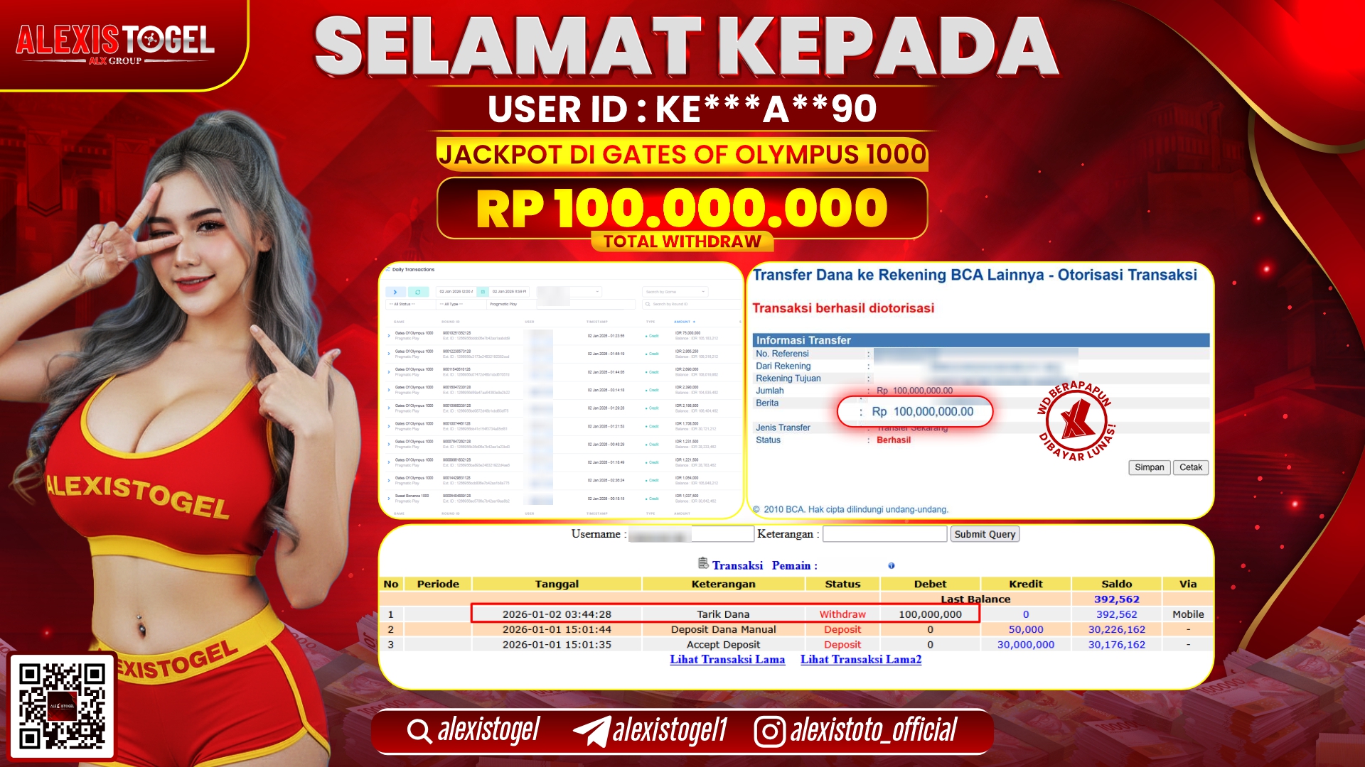 ALEXISTOGEL di SLOT GATES OF OLYMPUS 1000 RP.100.000.000,- LUNAS