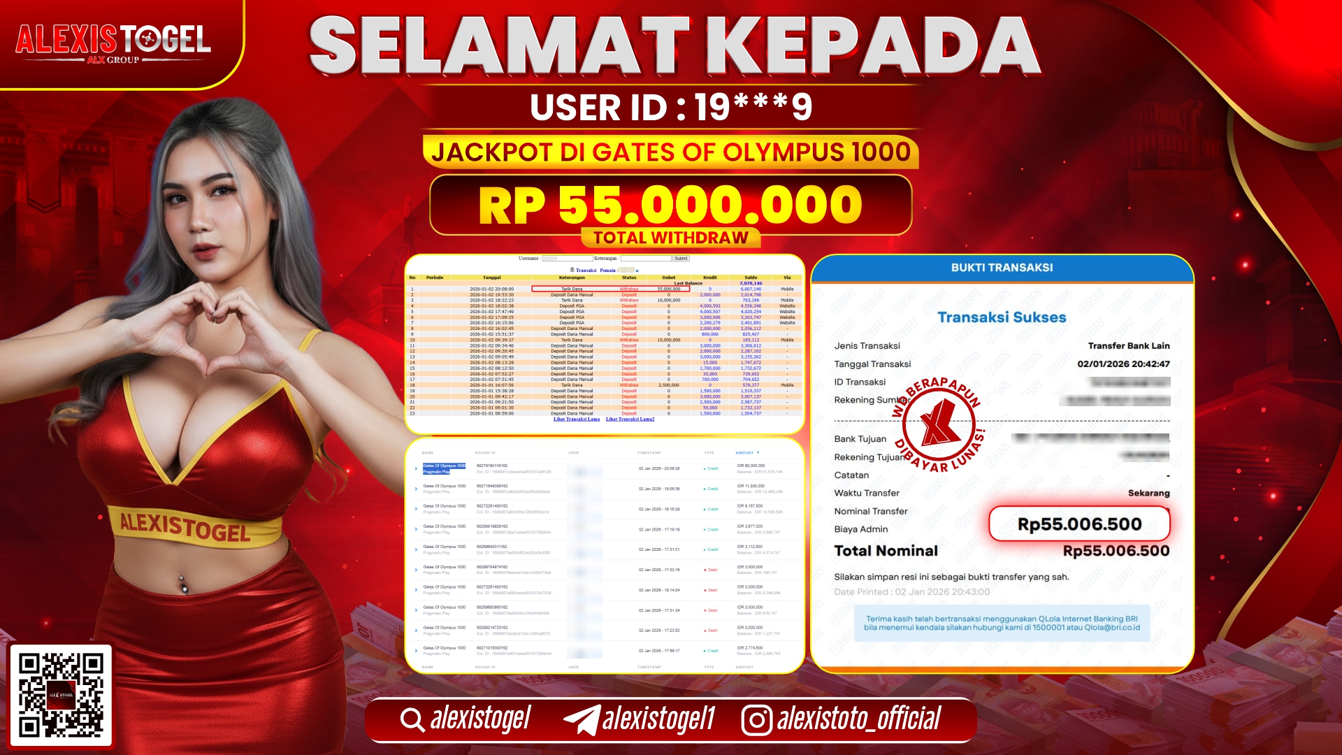 ALEXISTOGEL di SLOT GATES OF OLYMPUS 1000 RP.55.000.000,- LUNAS