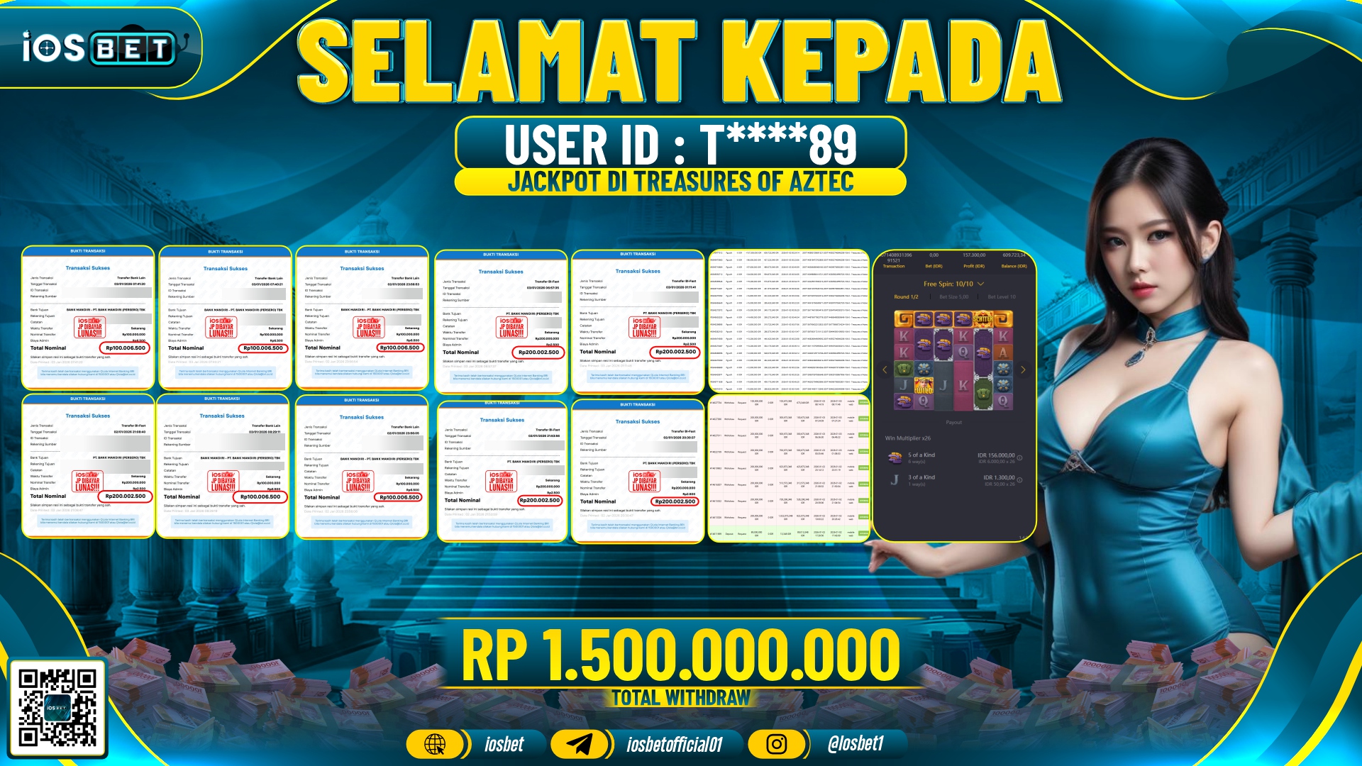 Bukti Pembayaran LUNAS SLOT GAME GACOR Rp.1.500.000.000,-