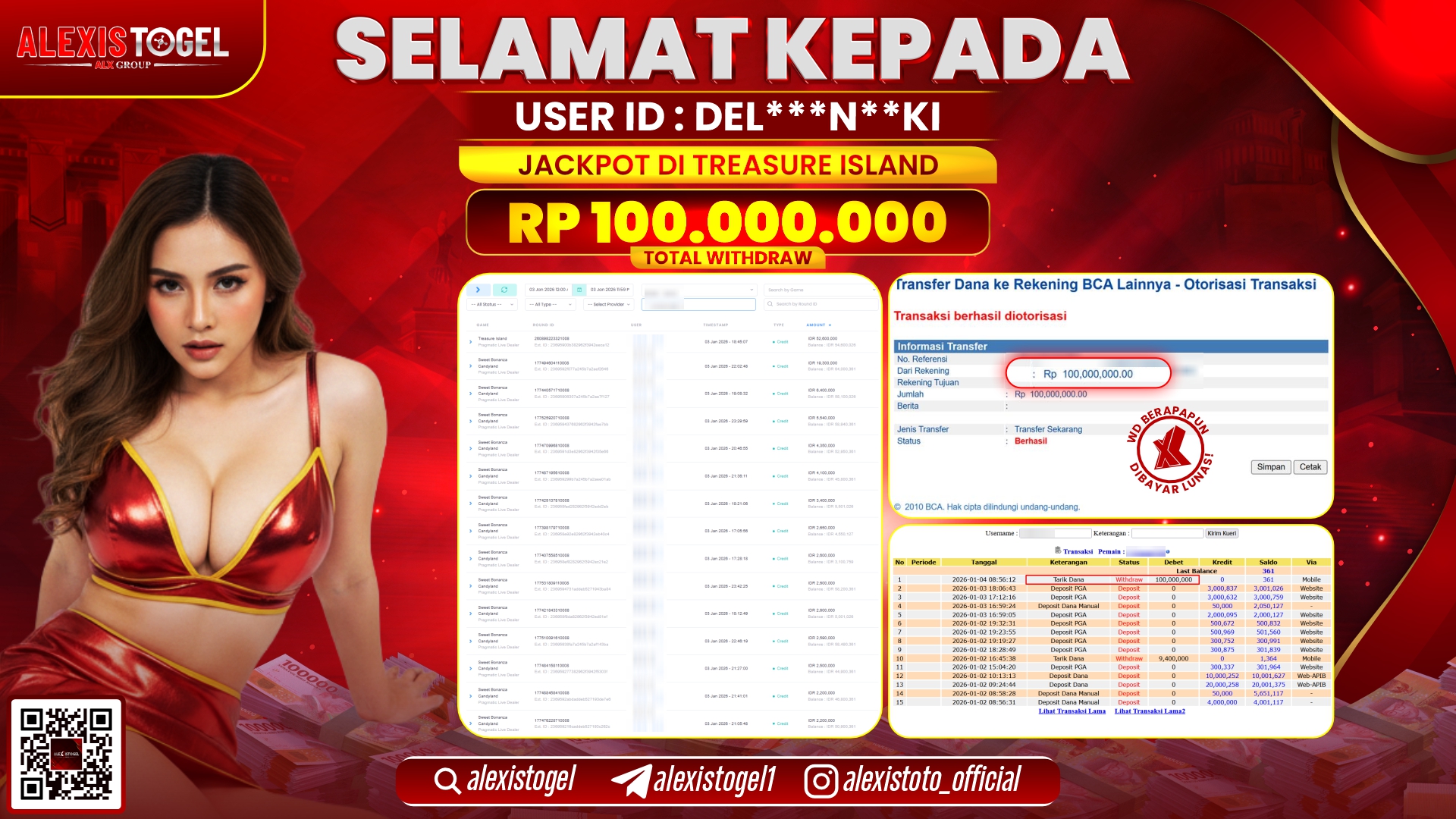 ALEXISTOGEL di SLOT TREASURE ISLAND RP.100.000.000,- LUNAS