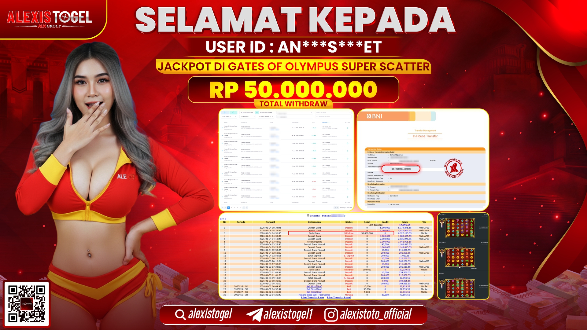 ALEXISTOGEL di SLOT GATES OF OLYMPUS SUPER SCATTER RP.50.000.000,- LUNAS