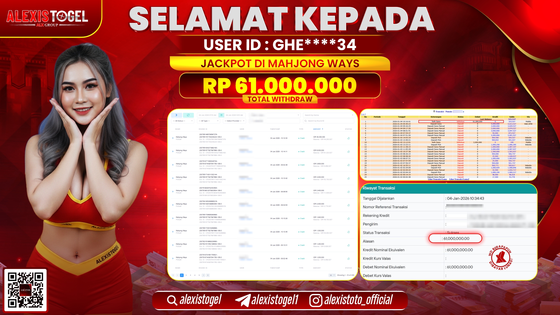 ALEXISTOGEL di SLOT MAHJONG WAYS RP.61.000.000,- LUNAS
