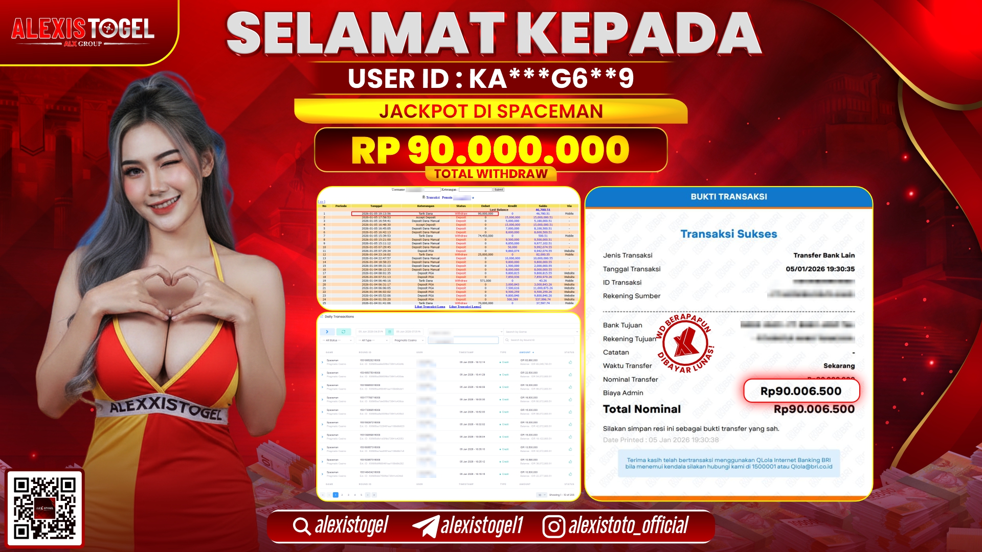 ALEXISTOGEL di SLOT SPACEMAN RP.90.000.000,- LUNAS