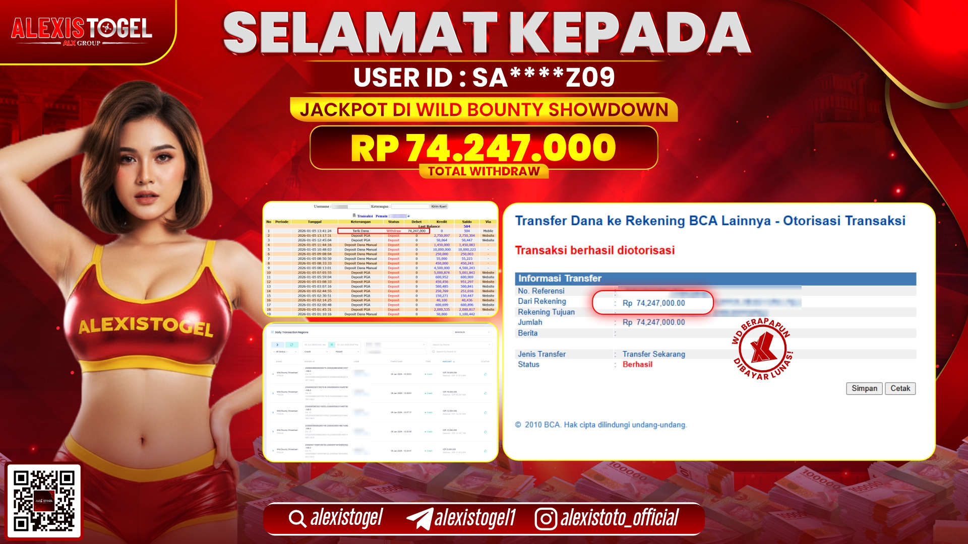 ALEXISTOGEL di SLOT WILD BOUNTY SHOWDOWN RP.74.247.000,- LUNAS