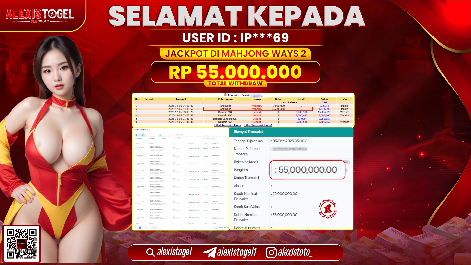 ALEXISTOGEL di SLOT MAHJONG WAYS 2 RP.55.000.000,- LUNAS