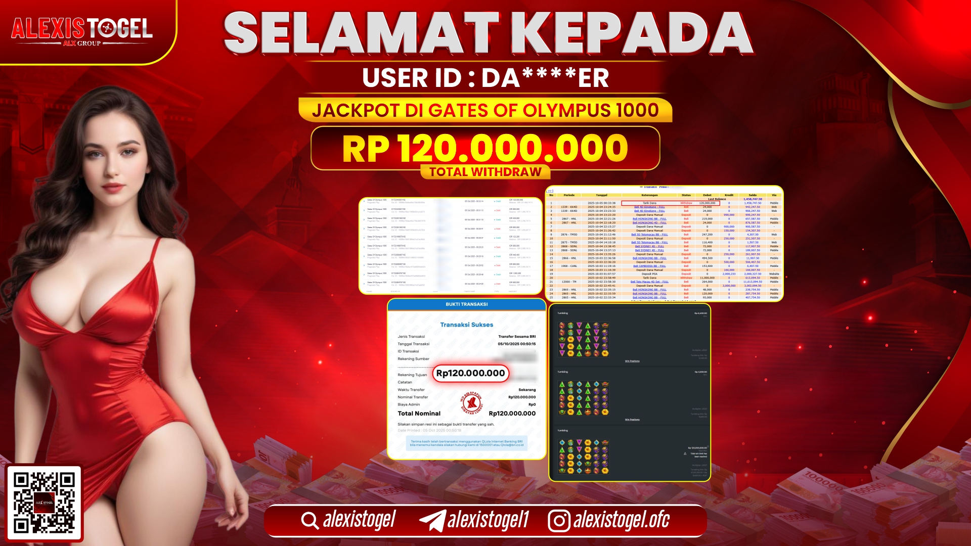 ALEXISTOGEL di SLOT GATES OF OLYMPUS 1000 RP.120.000.000,- LUNAS