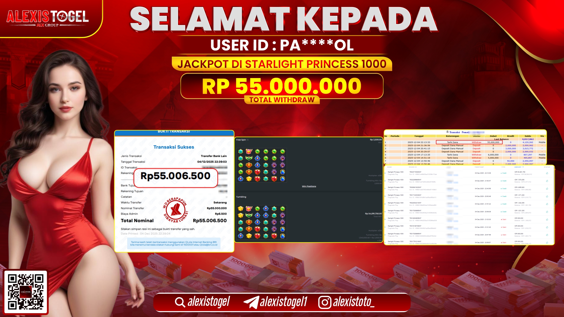 ALEXISTOGEL di SLOT STARLIGHT PRINCESS 1000 RP.55.000.000,- LUNAS