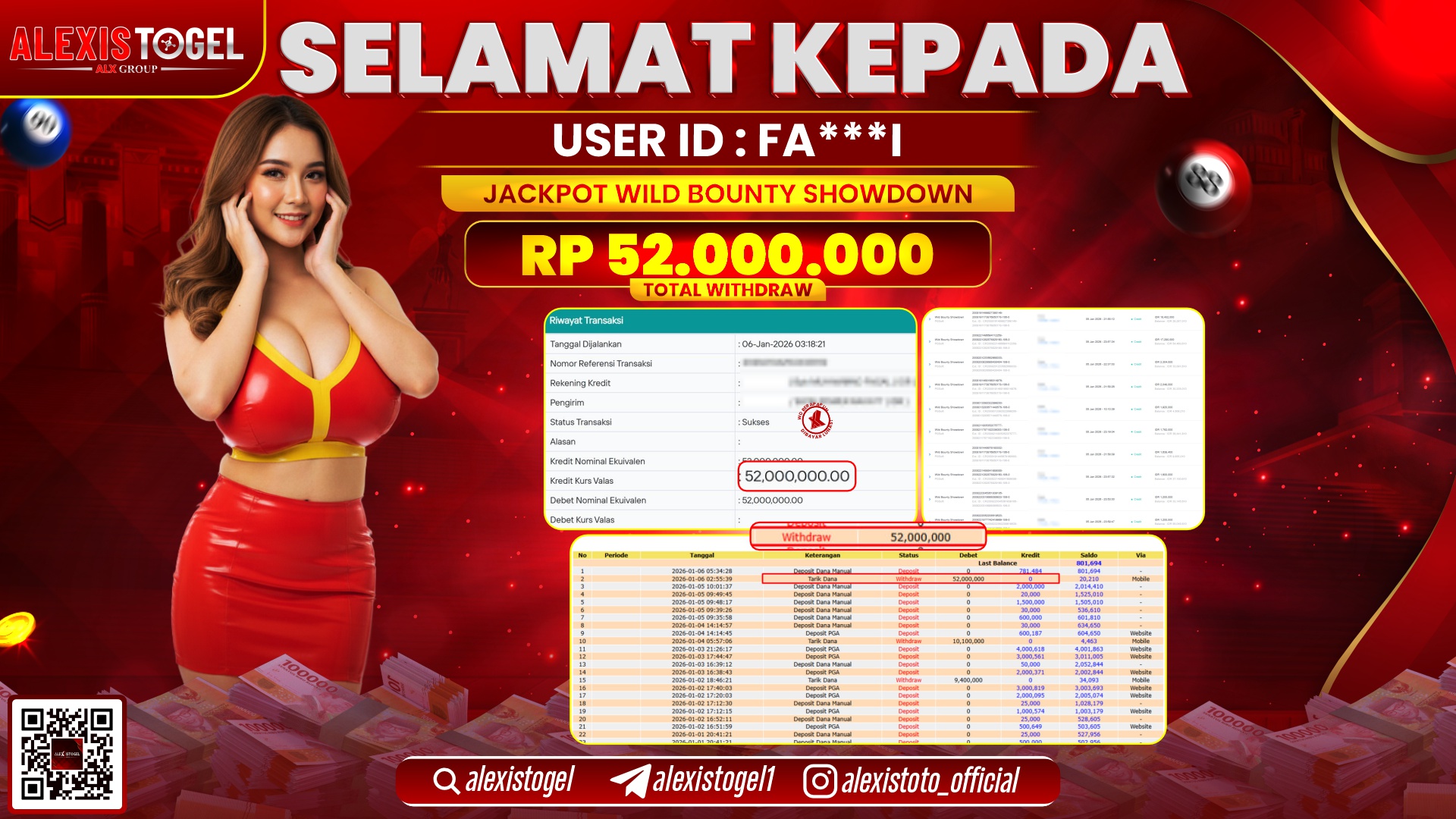 ALEXISTOGEL di SLOT WILD BOUNTY SHOWDOWN RP.52.000.000,- LUNAS