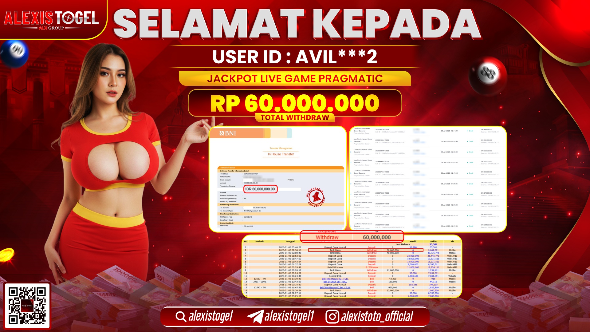 ALEXISTOGEL di LIVE GAME PRAGMATIC RP.60.000.000,- LUNAS