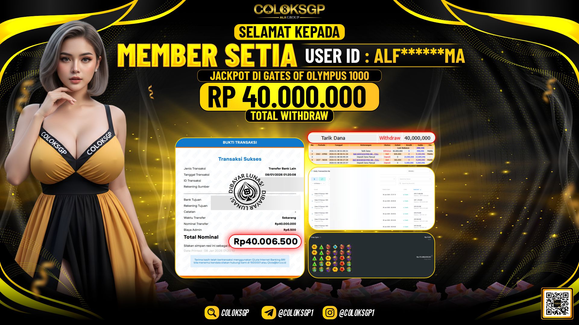 COLOKSGP JACKPOT DI GATES OF OLYMPUS 1000