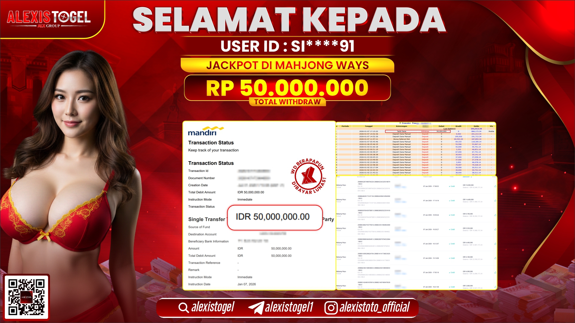 ALEXISTOGEL di SLOT MAHJONG WAYS RP.50.000.000,- LUNAS