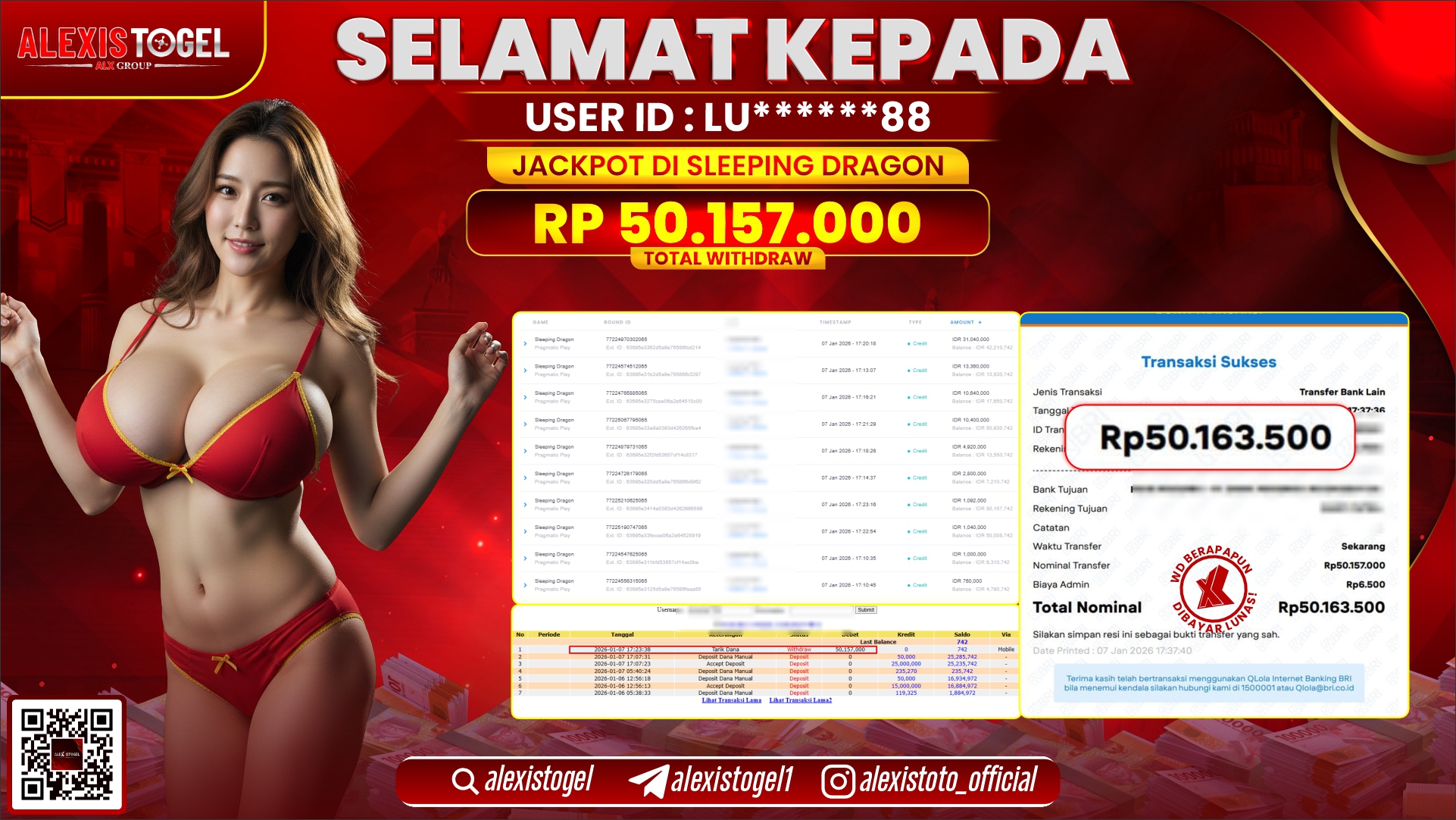 ALEXISTOGEL di SLOT SLEEPING DRAGON RP.50.157.000,- LUNAS