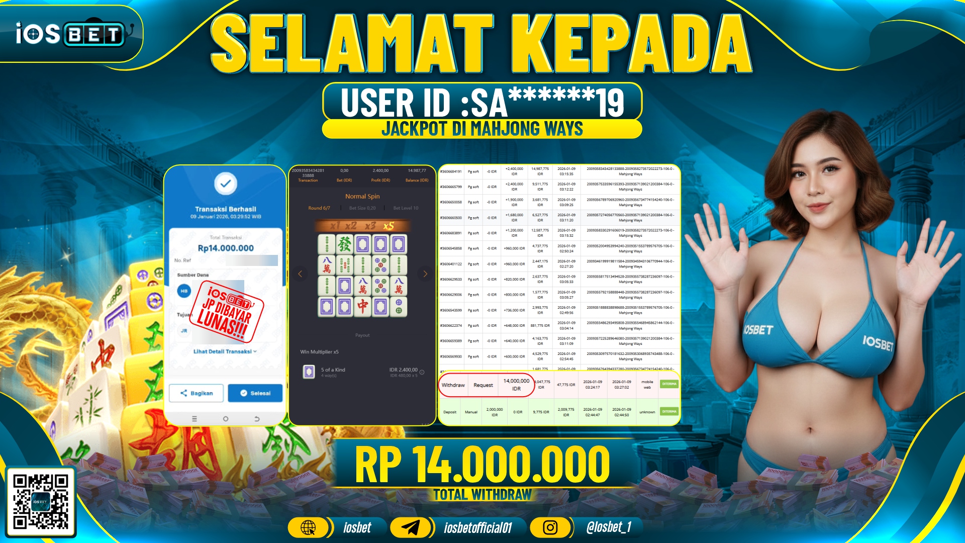 Bukti Pembayaran LUNAS SLOT GAME GACOR Rp.14.000.000,-