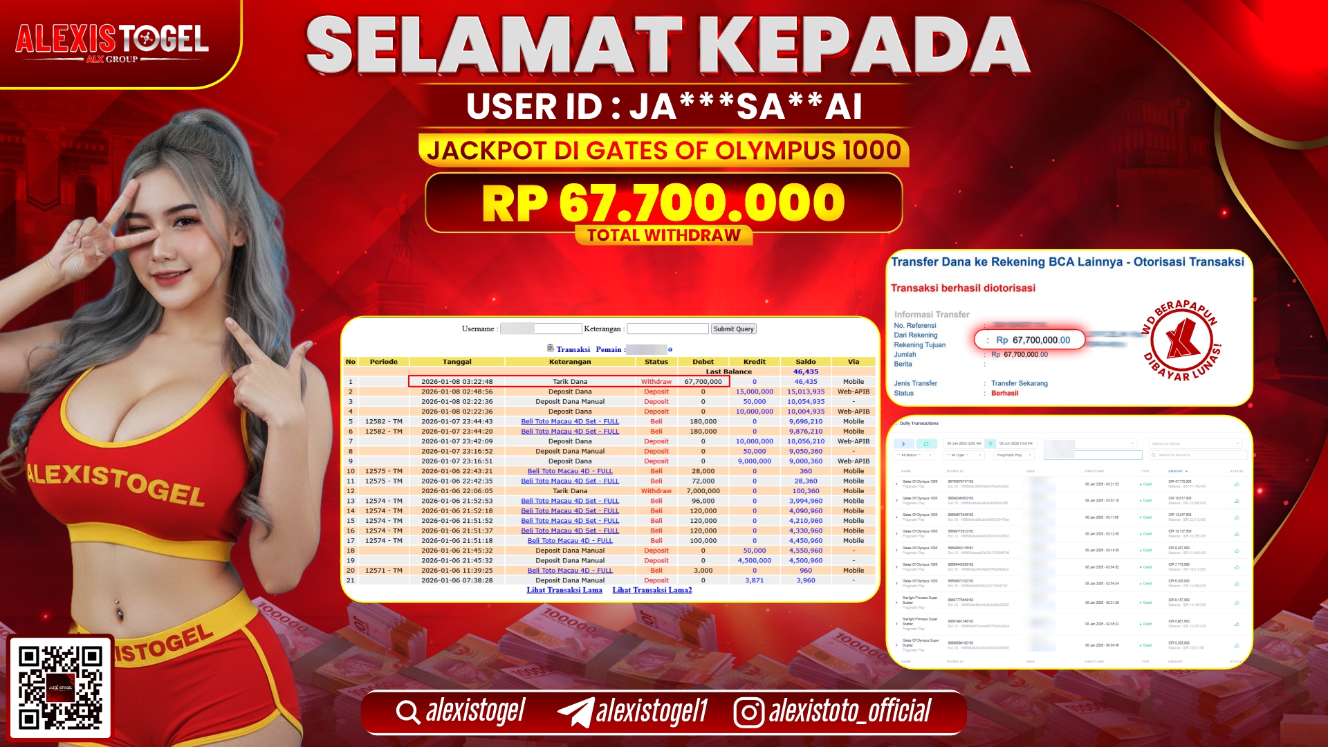 ALEXISTOGEL di SLOT GATES OF OLYMPUS 1000 RP.67.700.000,- LUNAS