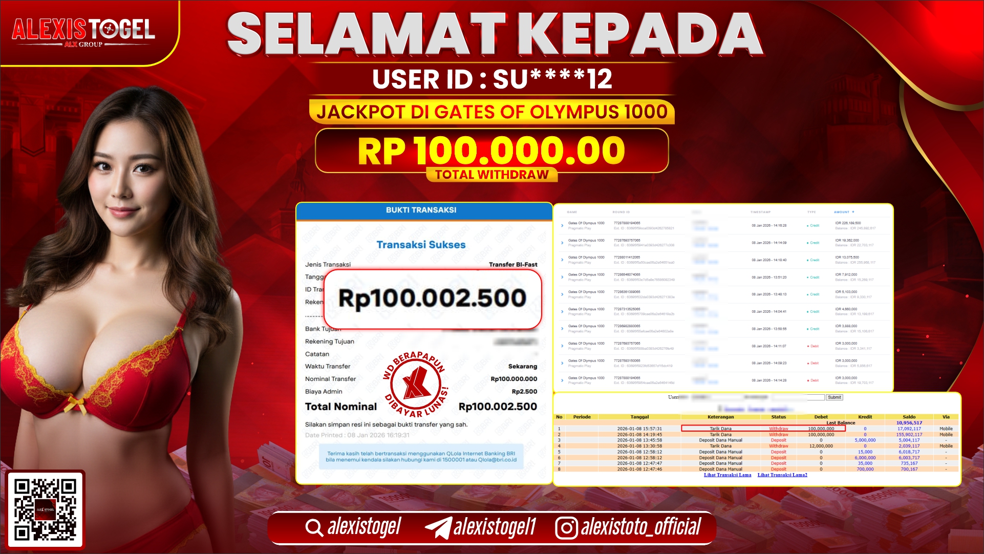 ALEXISTOGEL di SLOT GATES OF OLYMPUS 1000 RP.100.000.000,- LUNAS