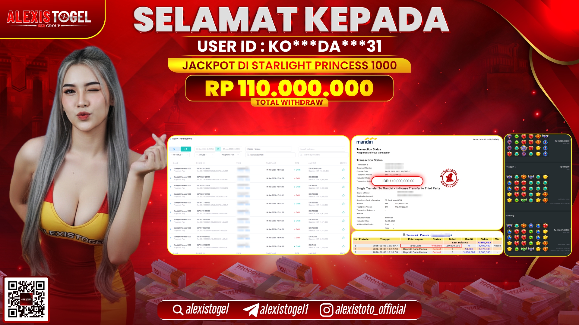 ALEXISTOGEL di SLOT STARLIGHT PRINCESS 1000 RP.110.000.000,- LUNAS