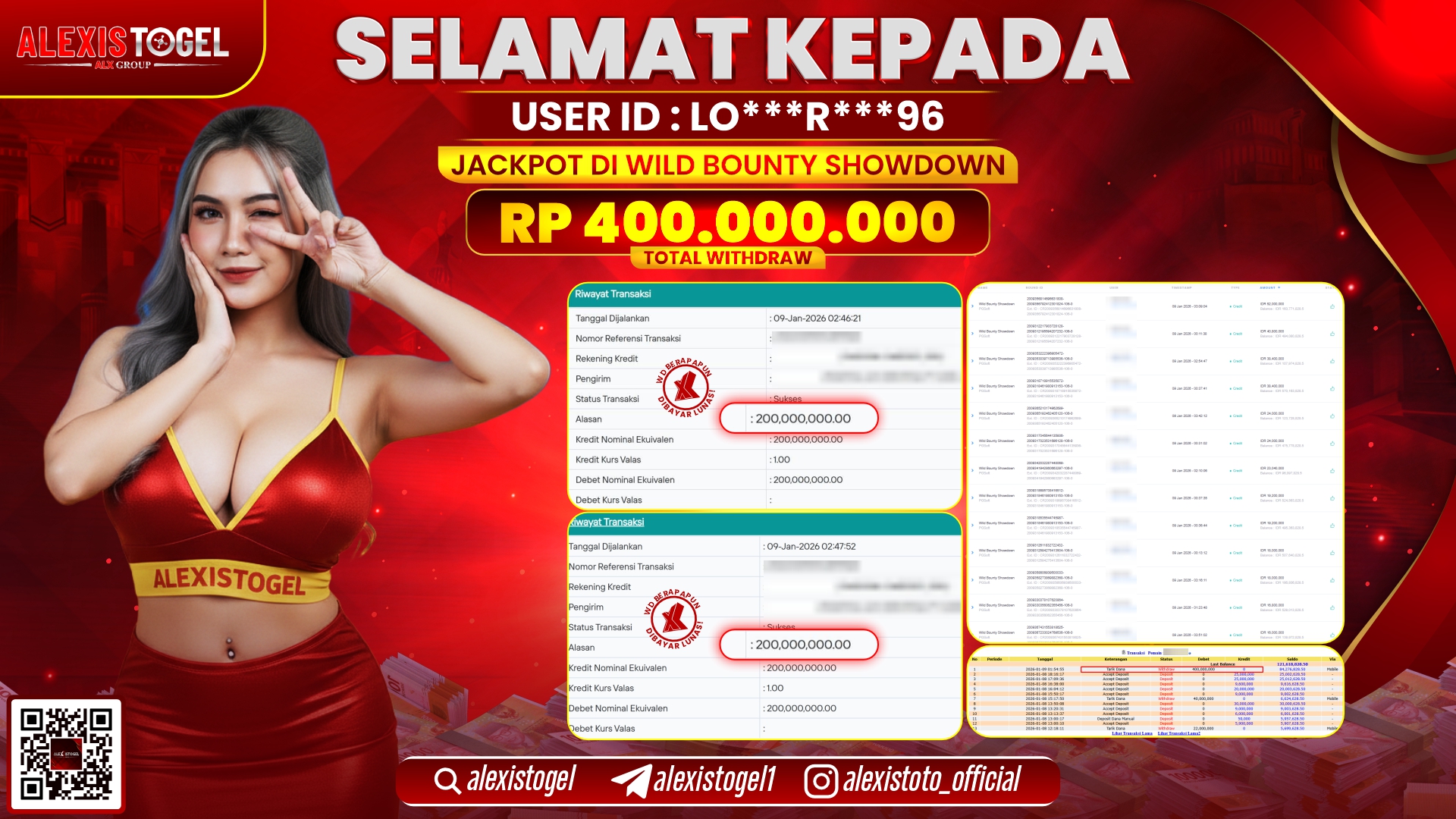 ALEXISTOGEL di SLOT WILD BOUNTY SHOWDOWN RP.400.000.000,- LUNAS