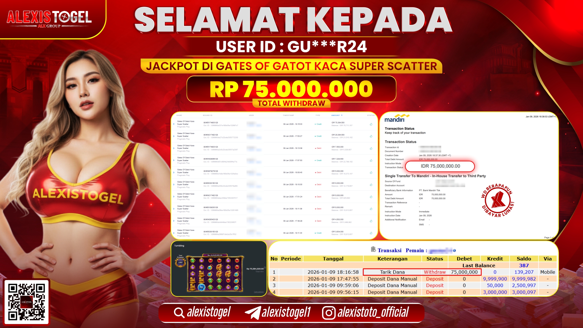 ALEXISTOGEL di SLOT GATES OF GATOT KACA SUPER SCATTER RP.75.000.000,- LUNAS