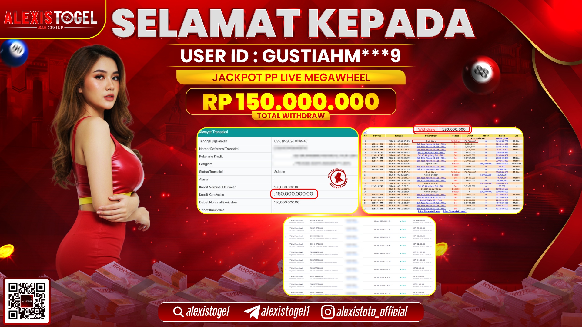 ALEXISTOGEL di PP LIVE MEGAWHEEL RP.150.000.000,- LUNAS