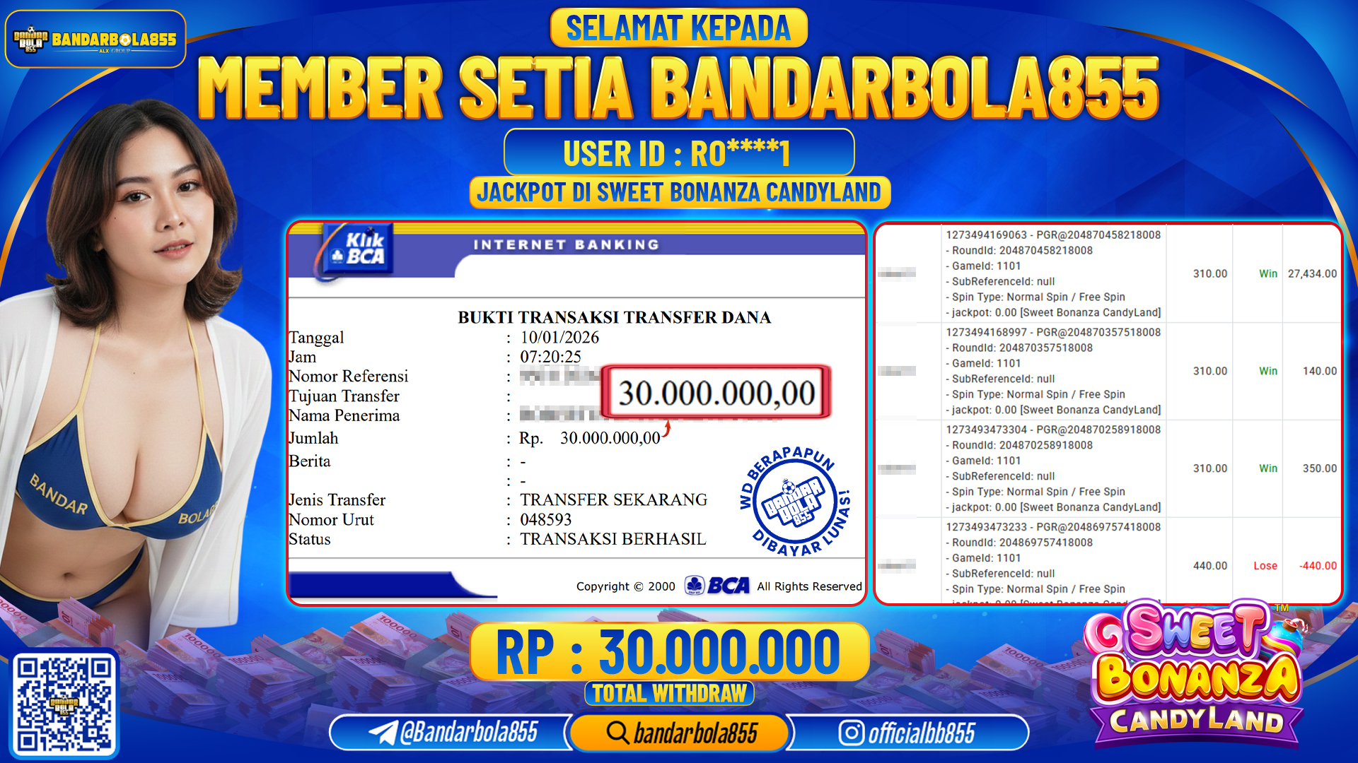 🎖 JACKPOT BANDARBOLA855 di SWEET BONANZA CANDYLAND Rp30.000.000 🎖
