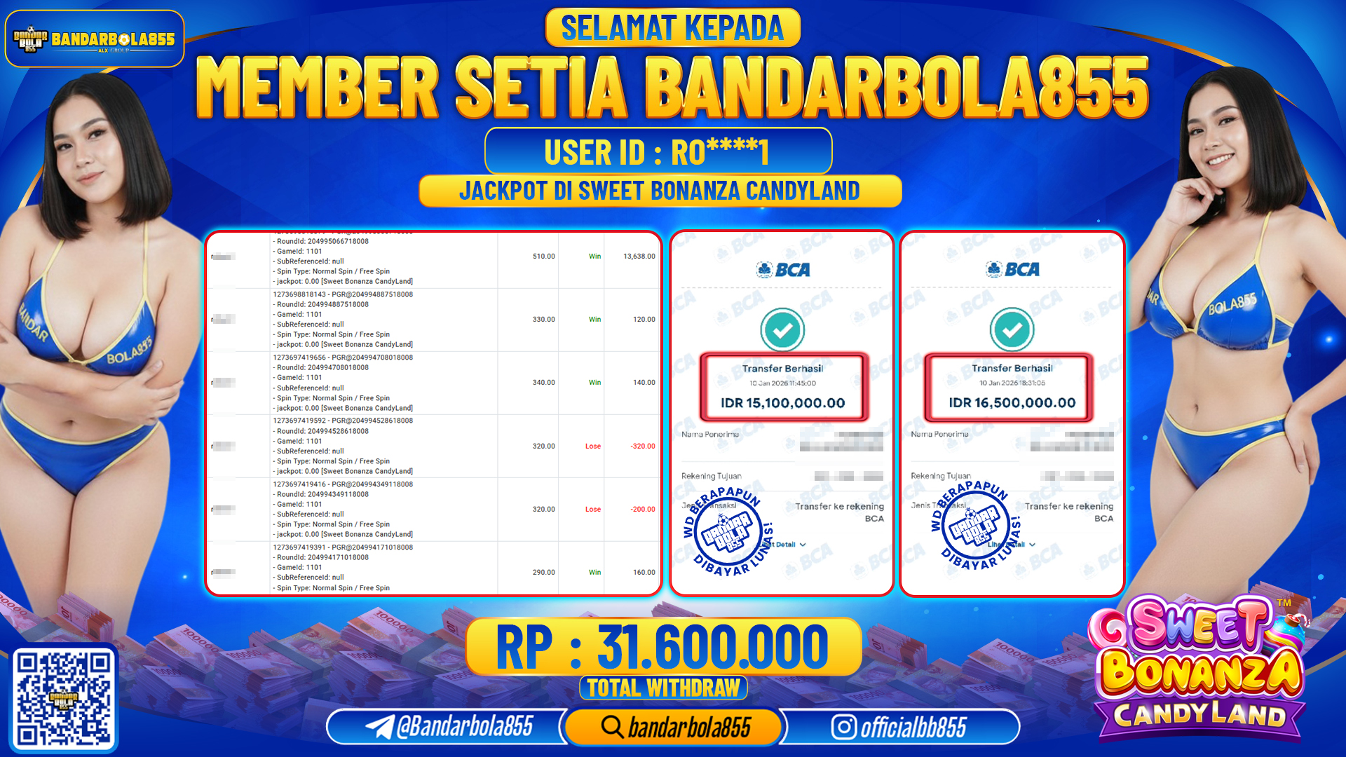 🎖 JACKPOT BANDARBOLA855 di SWEET BONANZA CANDYLAND  Rp31.600.000 🎖
