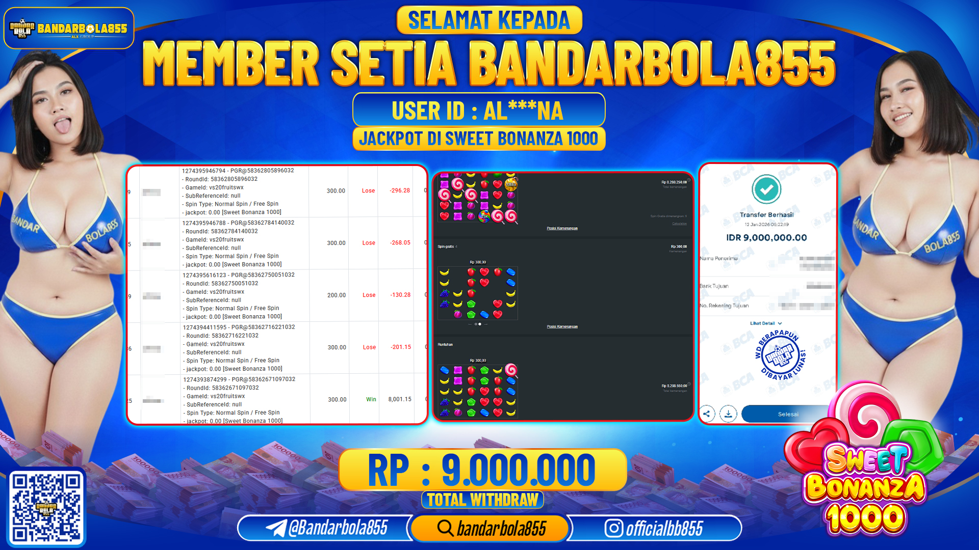🎖 JACKPOT BANDARBOLA855 di SWEET BONANZA 1000 Rp9.000.000 🎖