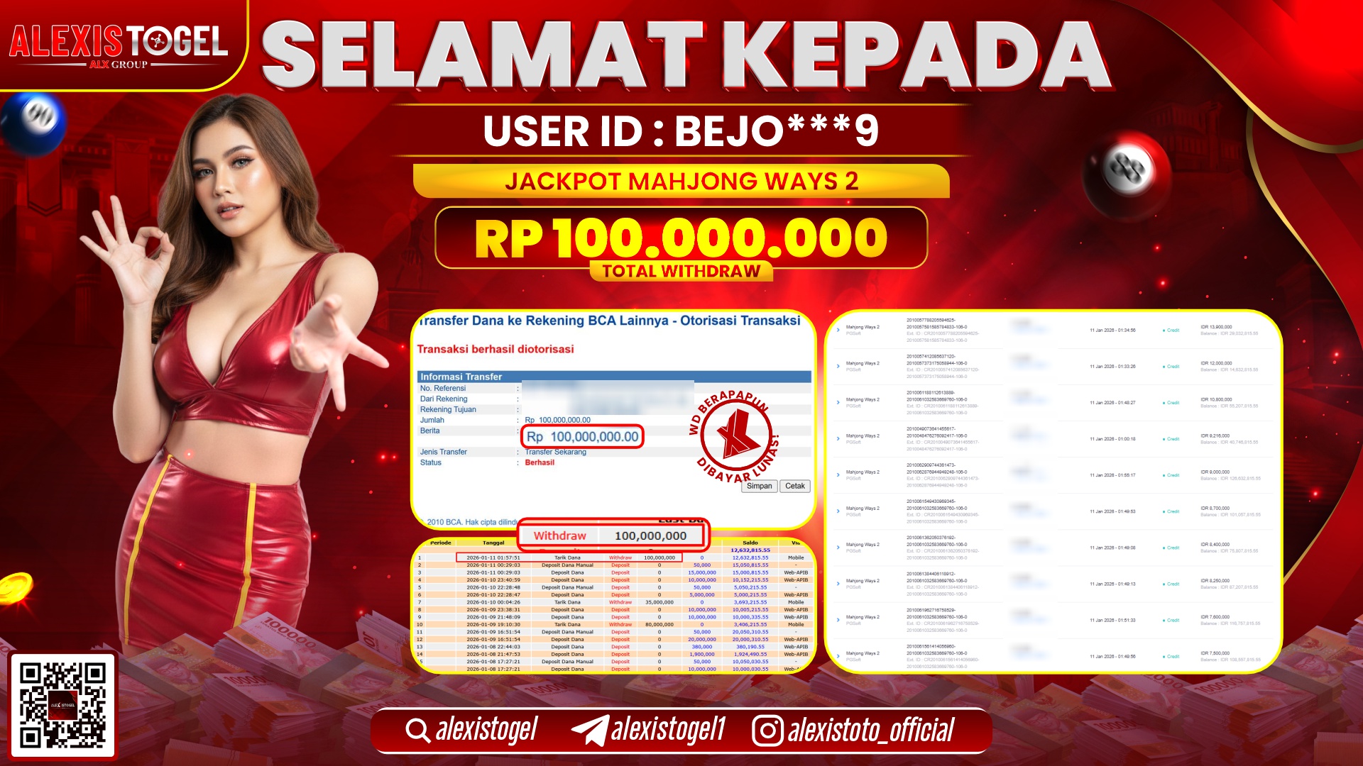 ALEXISTOGEL di SLOT MAHJONG WAYS 2 RP.100.000.000,- LUNAS