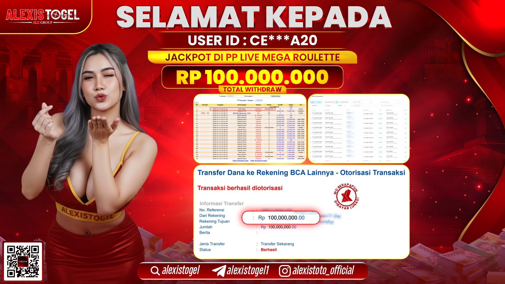 ALEXISTOGEL di PP LIVE MEGA ROULETTE RP.100.000.000,- LUNAS