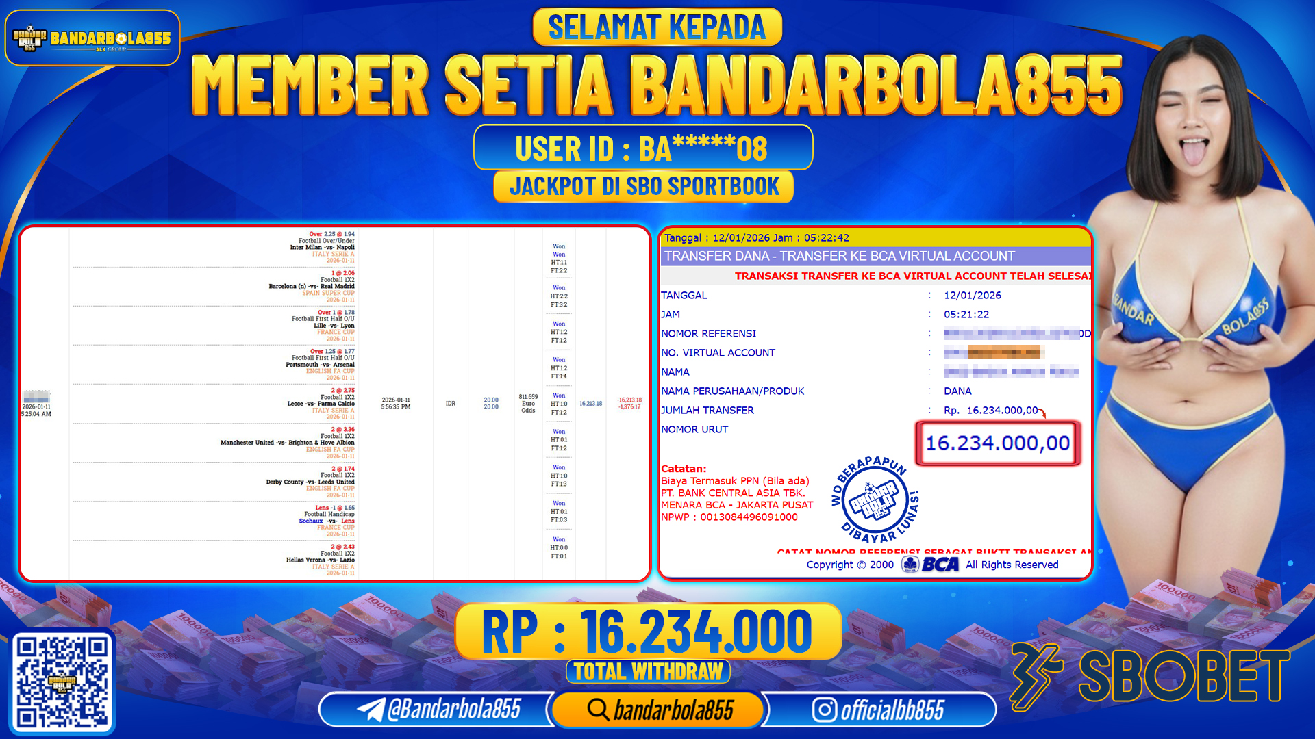 🎖 JACKPOT BANDARBOLA855 di SBO SPORTBOOK Rp16.234.000 🎖