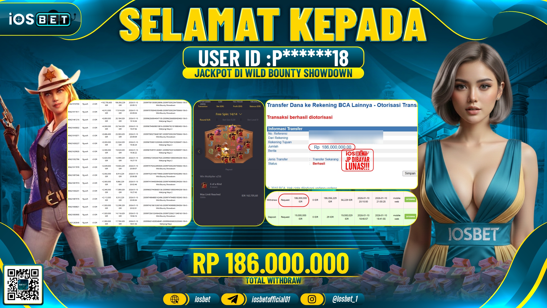 Bukti Pembayaran LUNAS SLOT GAME GACOR Rp.186.000.000,-