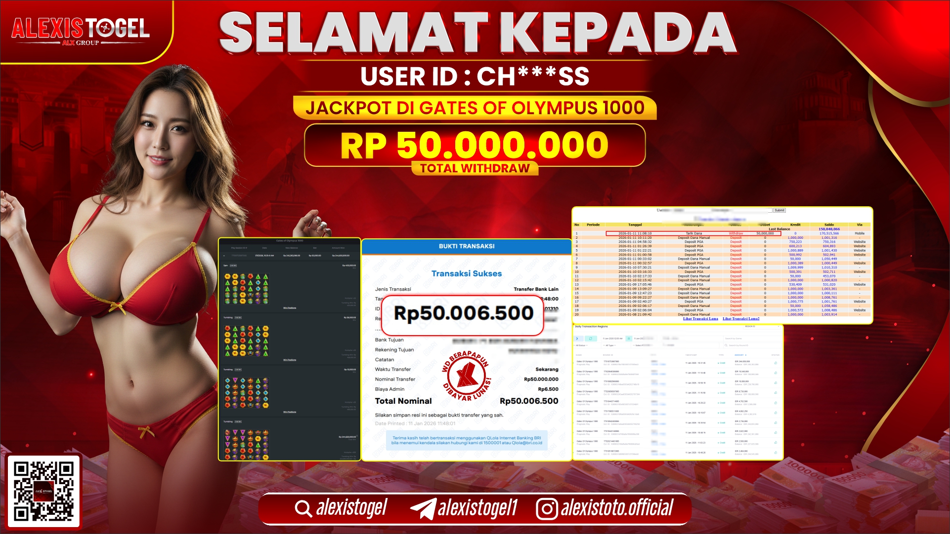 ALEXISTOGEL di SLOT GATES OF OLYMPUS 1000 RP.50.000.000,- LUNAS