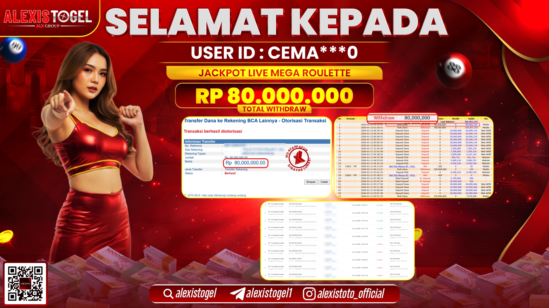 ALEXISTOGEL di PP LIVE MEGA ROULETTE RP.80.000.000,- LUNAS