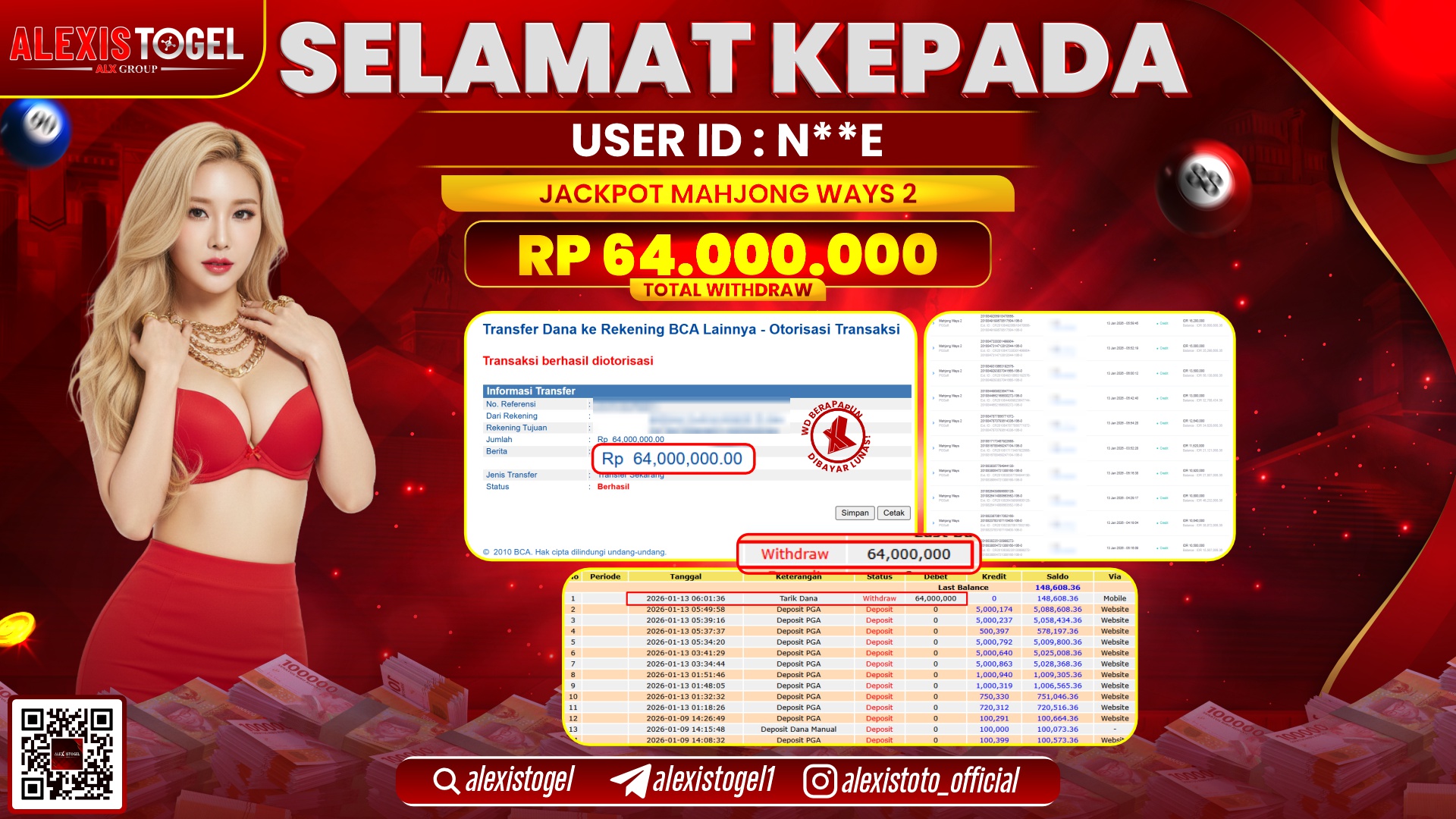 ALEXISTOGEL di SLOT MAHJONG WAYS 2 RP.64.000.000,- LUNAS