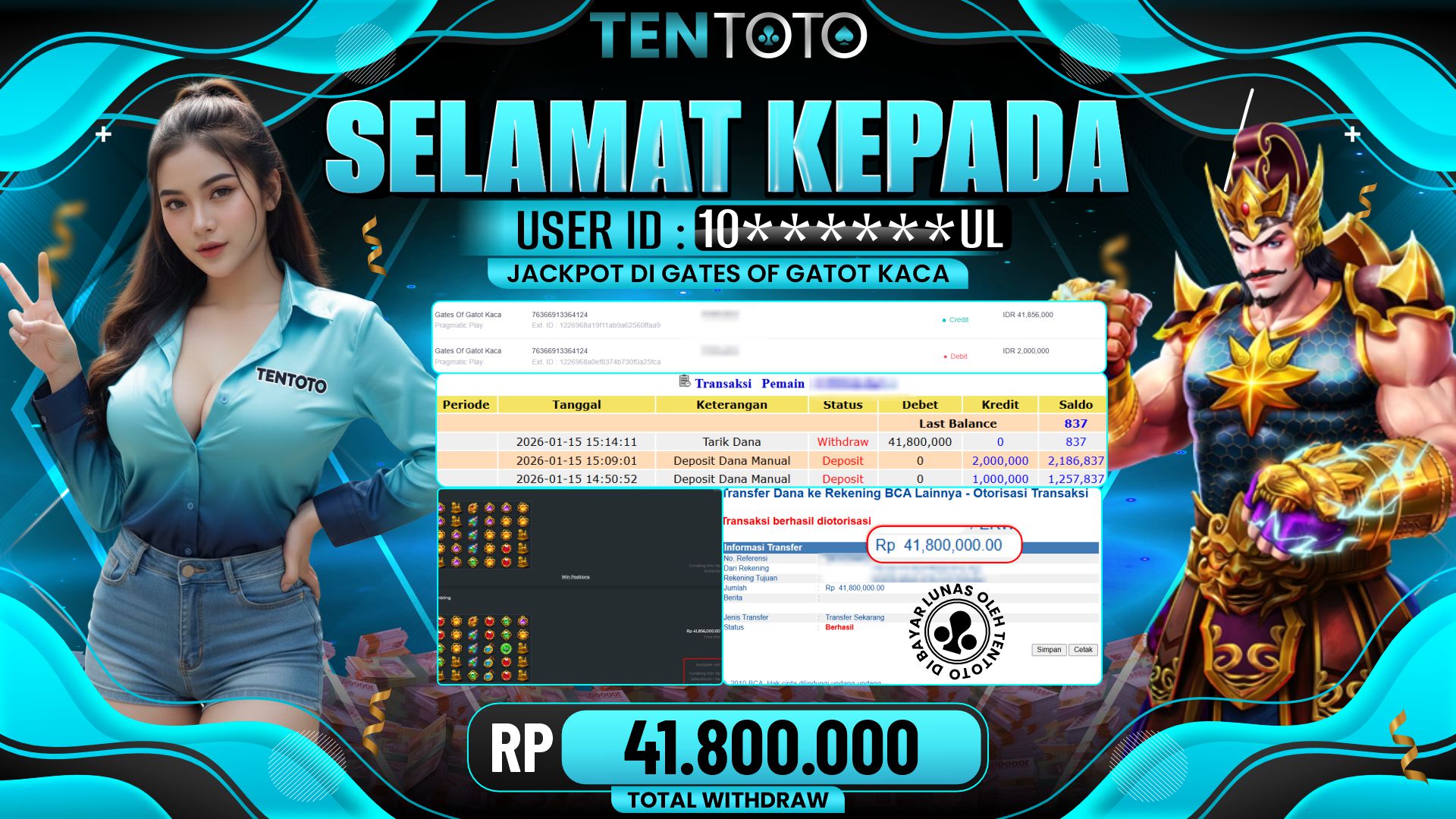 TENTOTO Gates Of Gatot Kaca Rp. 41.800.000,- LUNAS
