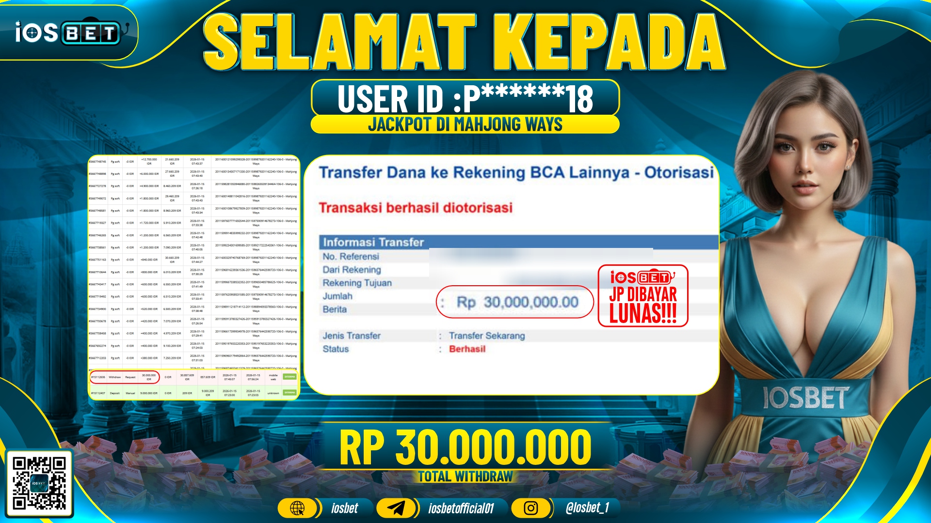 Bukti Pembayaran LUNAS SLOT GAME GACOR Rp.30.000.000,-