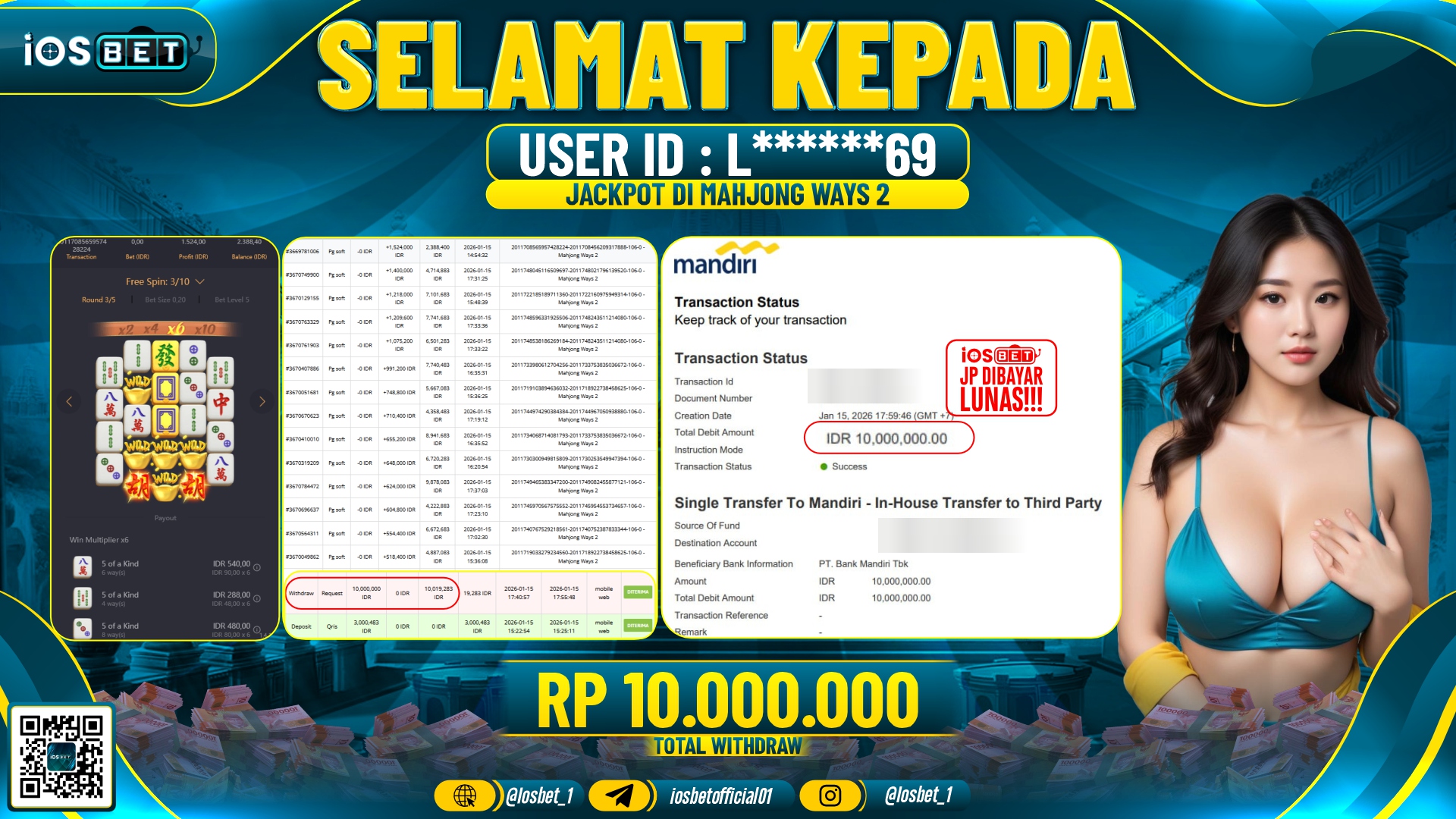 Bukti Pembayaran LUNAS SLOT GAME GACOR Rp.10.000.000,-